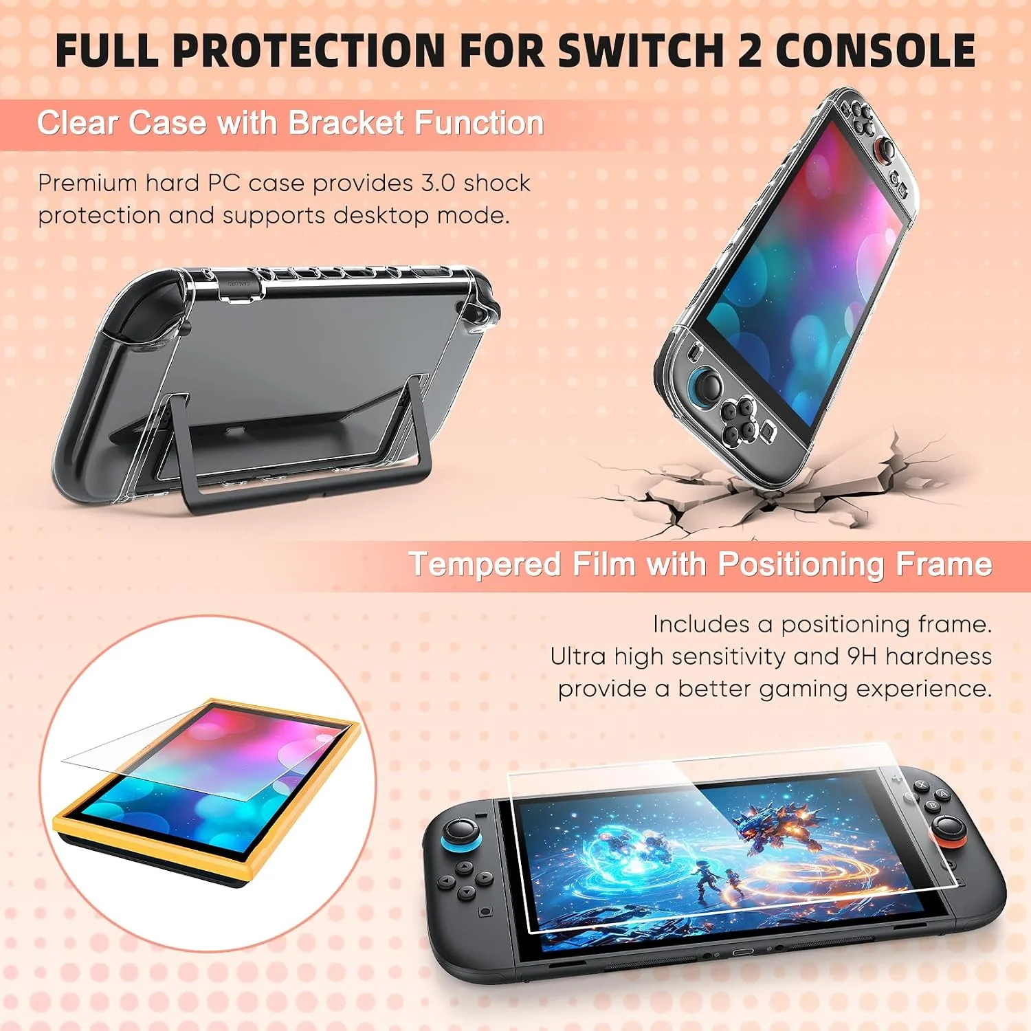 Switch 2 Accessories Bundle, 30-in-1 Kit for Nintendo Switch 2, Black