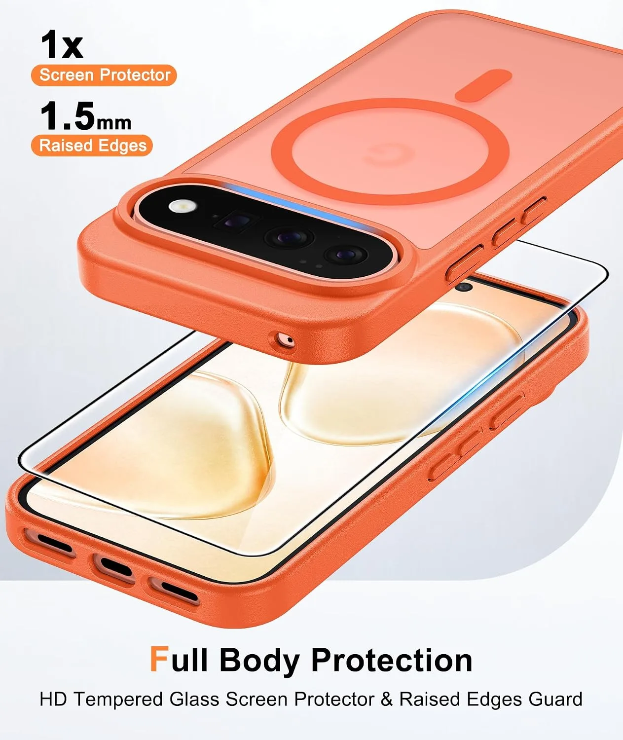 FNTCASE for Google Piexl 11 / 11 Pro Case Fit for MagSafe Orange