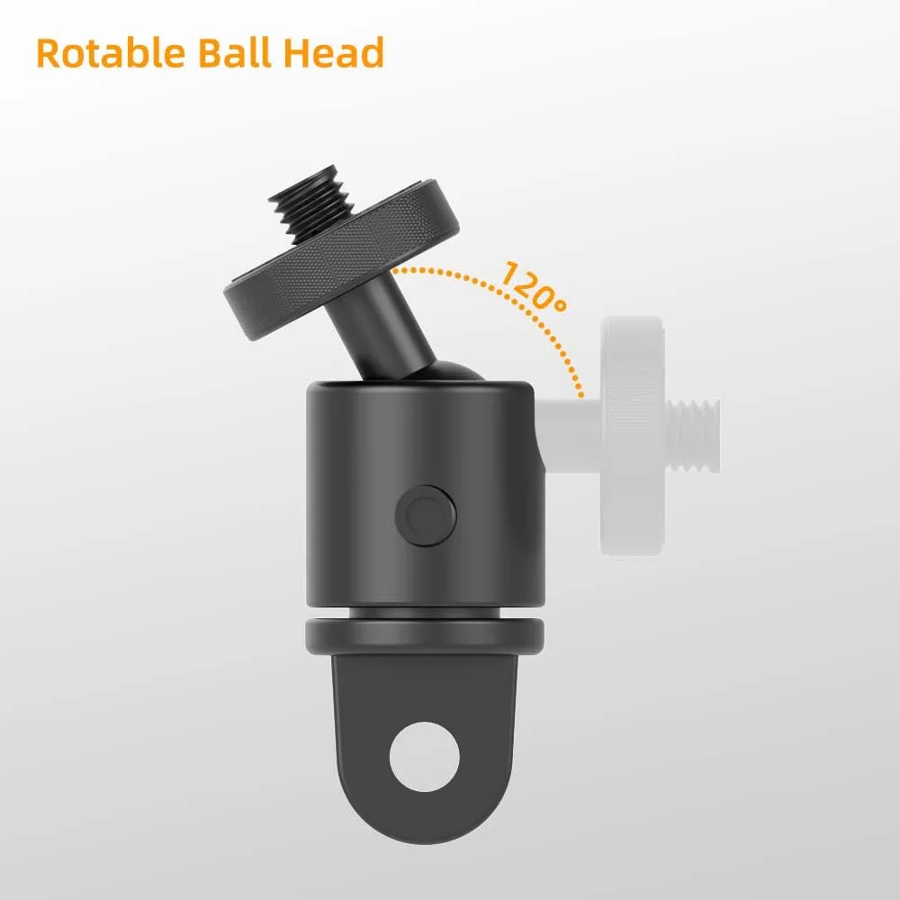 Aluminum 360 Degree Rotation Camera Mount, 1/4 Screw Adjustable Adapter Mount, Compatible with GoPro Hero 12/11/10/9/8/7, DJI, Sony, Xiaomi yi and Other Action Cameras