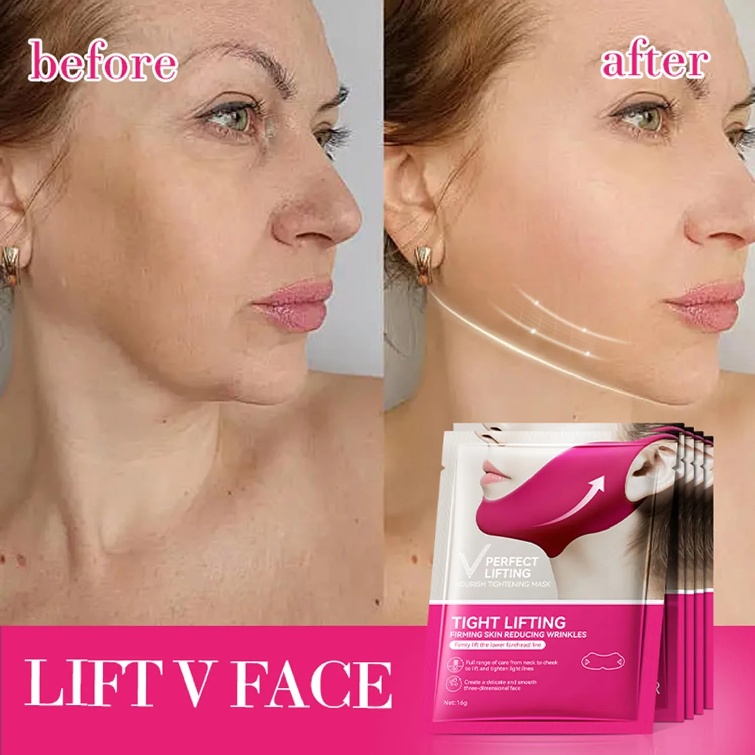 Collagen V line lifting Mask Double Chin Reducer 10PCS Slimming Firming Moisturizing Skincare Face Mask