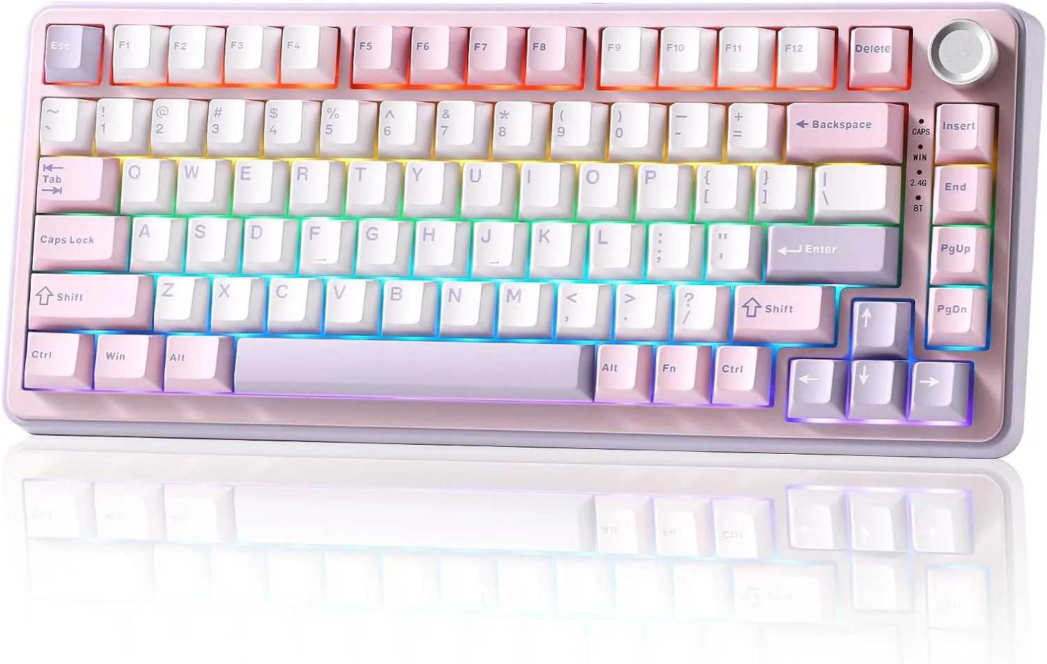 Teclado Gamer Mecánico Inalámbrico Yunzii B75 PRO 75% Morado Cocoa Cream V2