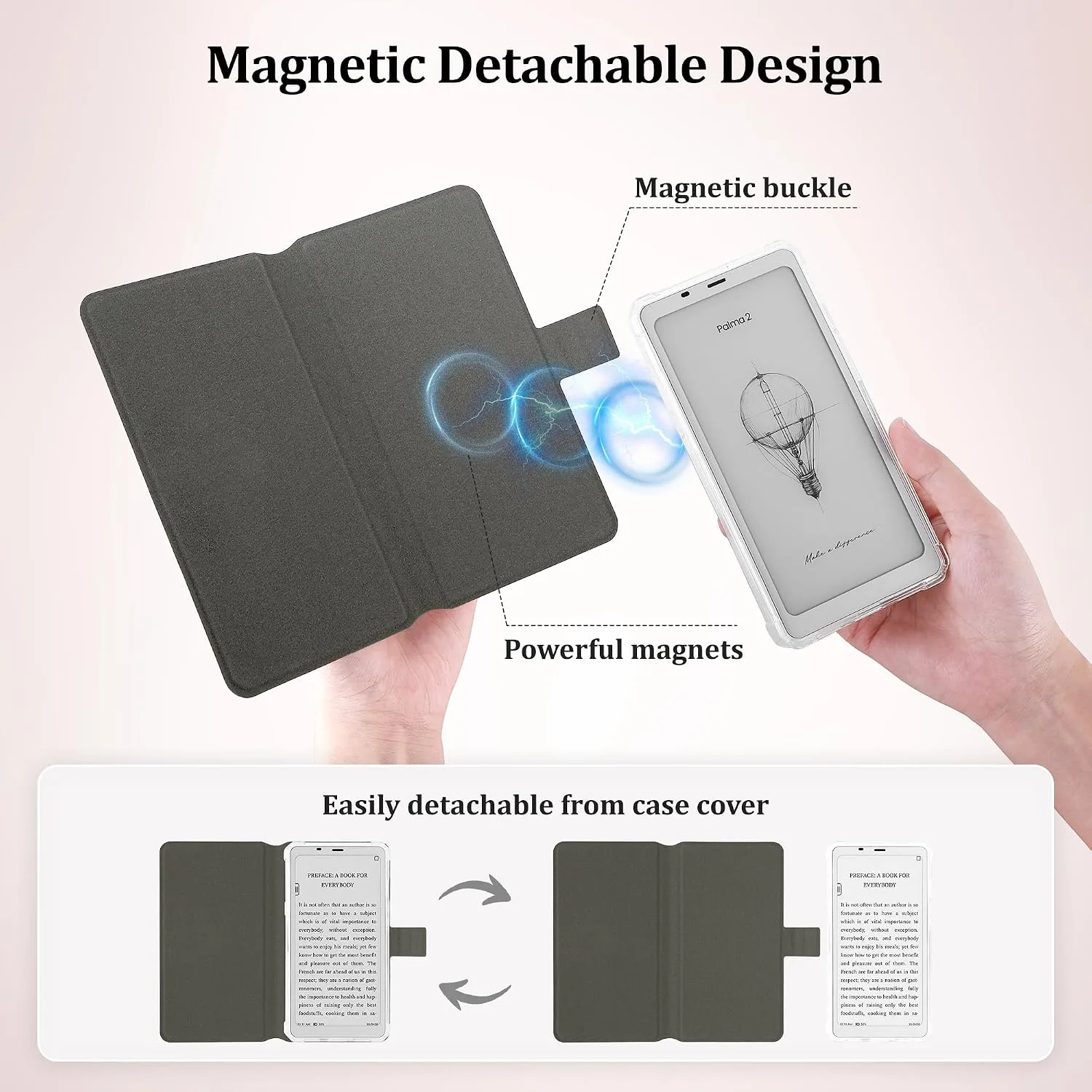 2in1 Case for Onyx BOOX Palma 2 Magnetic Detachable Folio Cover