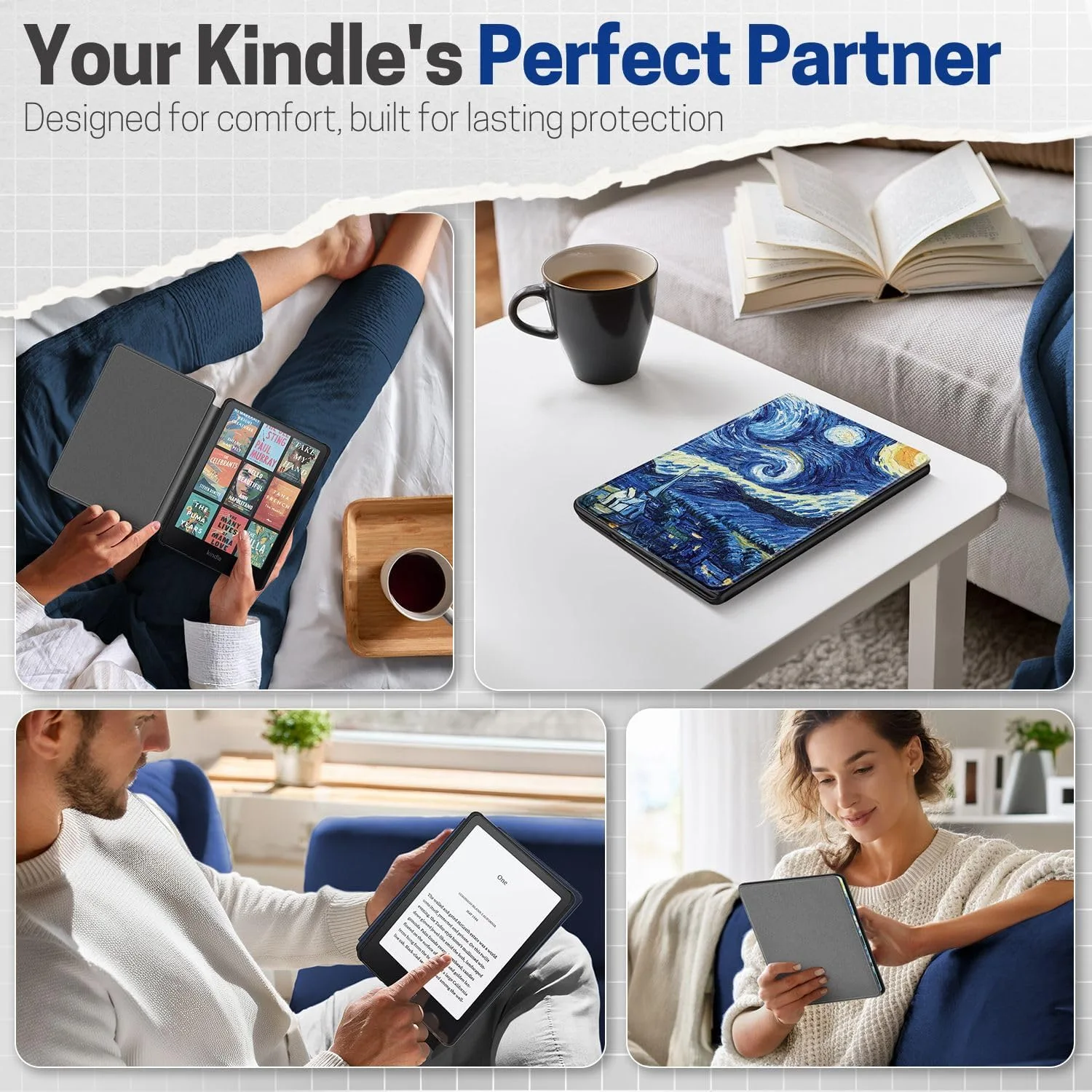 TNP Kindle Paperwhite 12th Gen Case, Colorsoft 7-Inch Cover, Starry Night