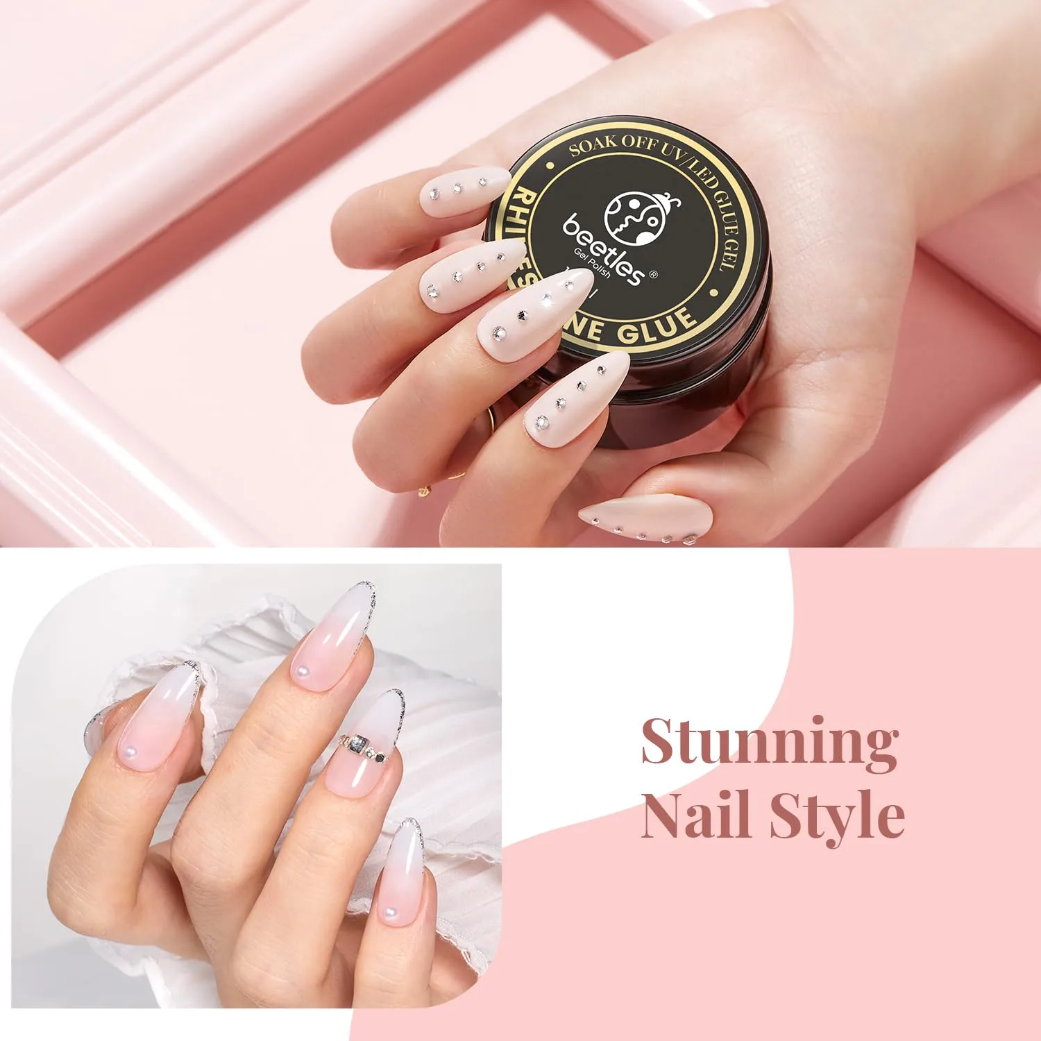 Beetles Rhinestone Glue for Nails, Nail Gem & Charm Glue Gel, 15ml