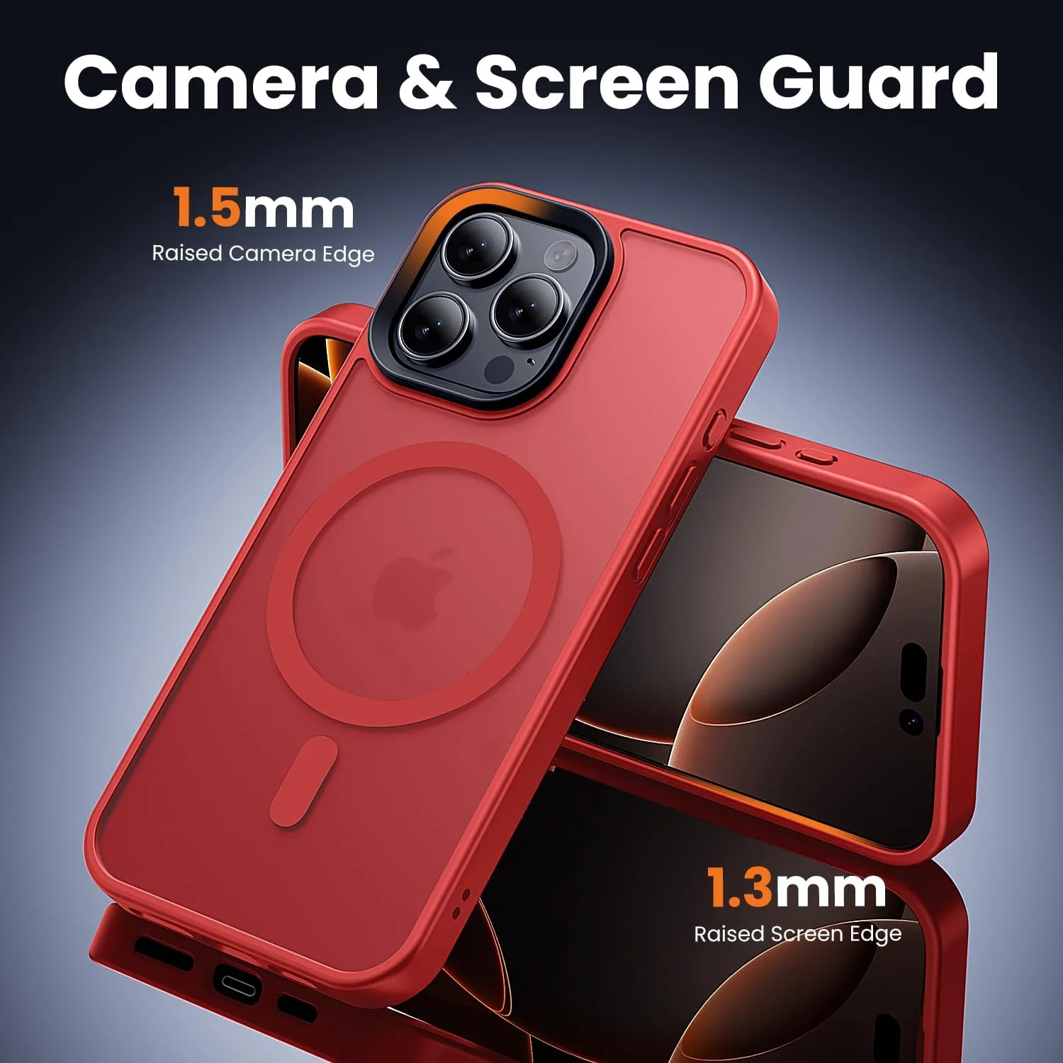 toushion 3 in 1 for iPhone 16 Pro Max Case Matte Red