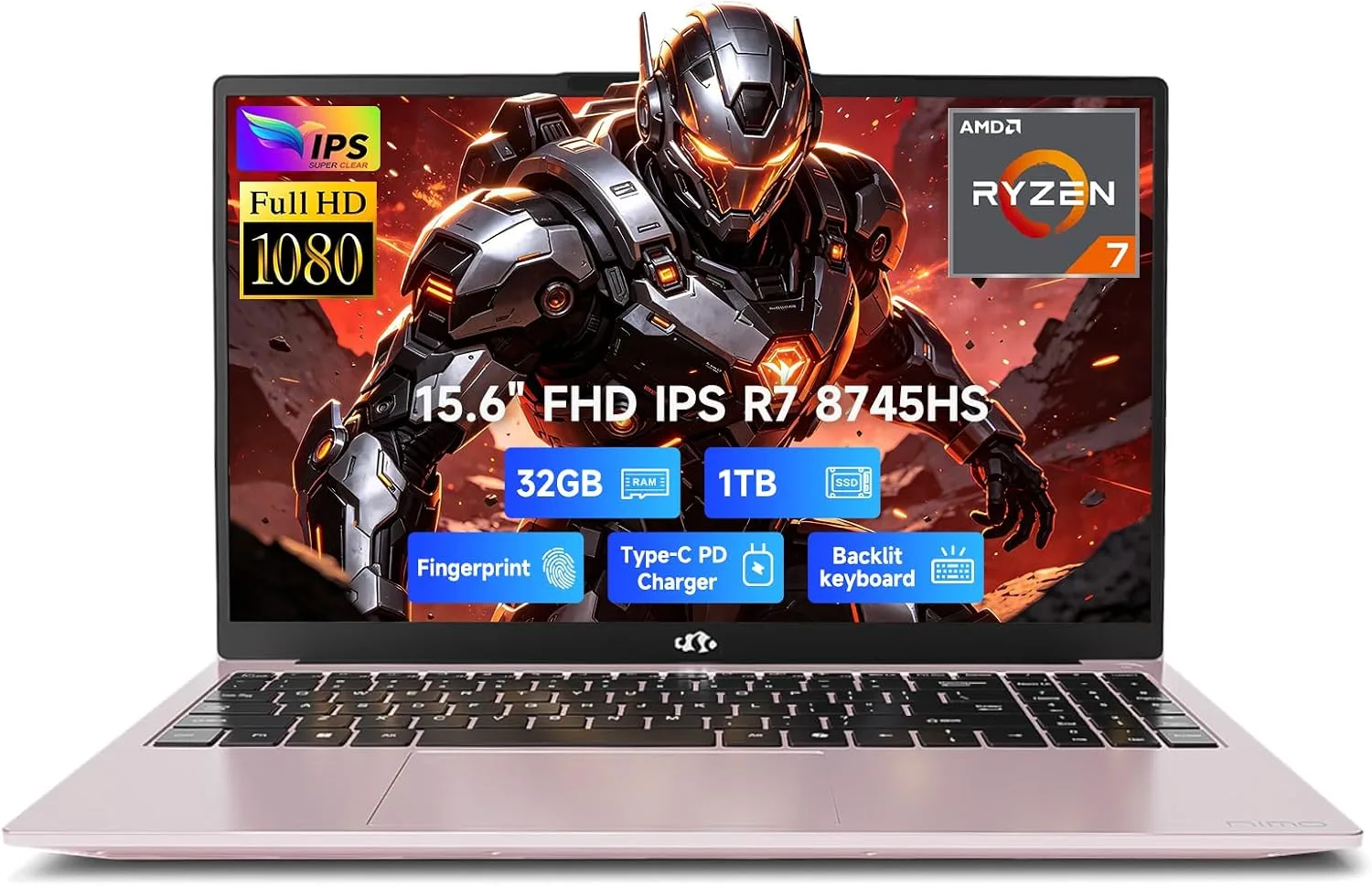 NIMO 15.6" AI Laptop 2026-2027 AMD Ryzen 7 8745HS 32GB DDR5 5600MHz 1TB SSD