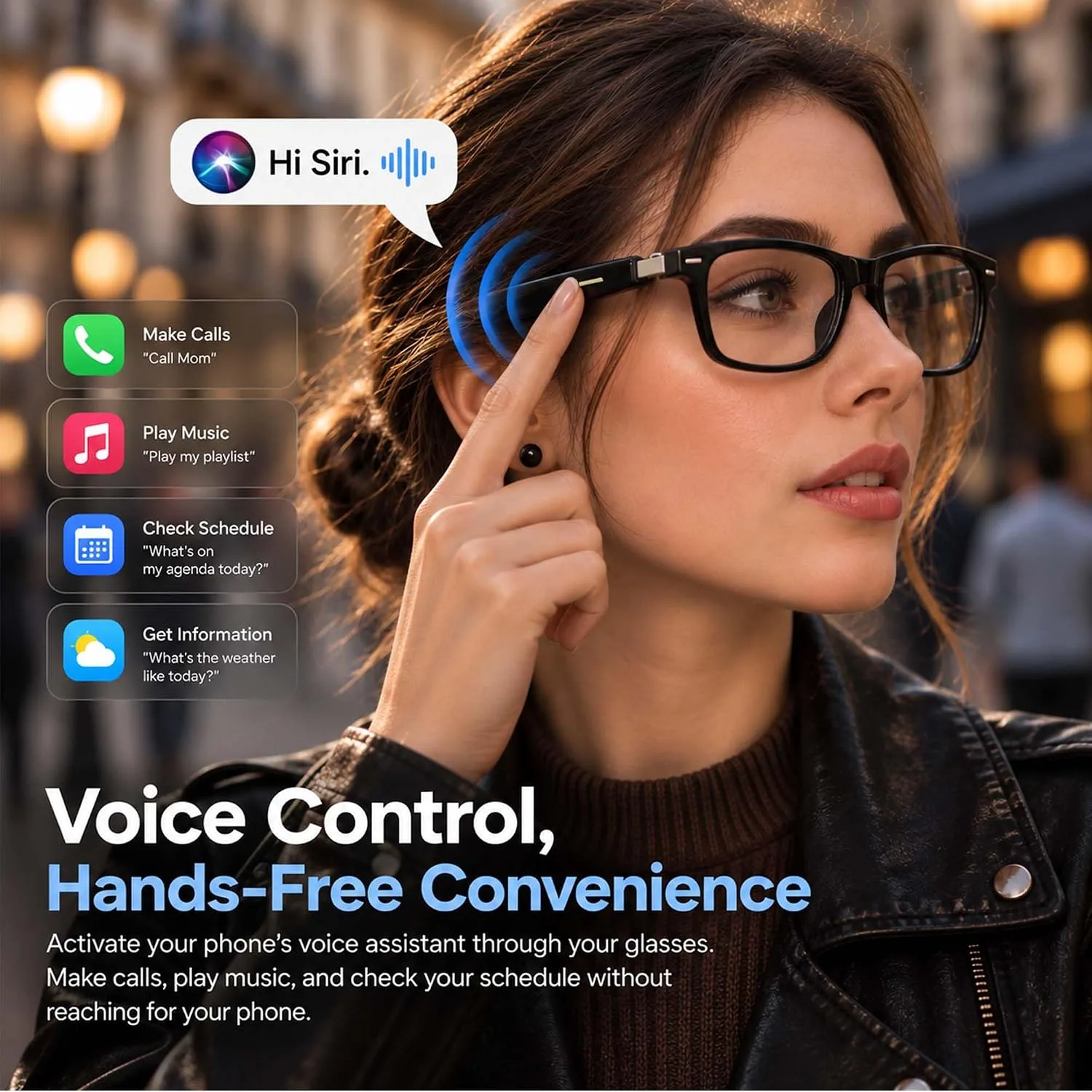 AI Smart Glasses with ChatGPT, Bluetooth Audio Glasses for Men & Women