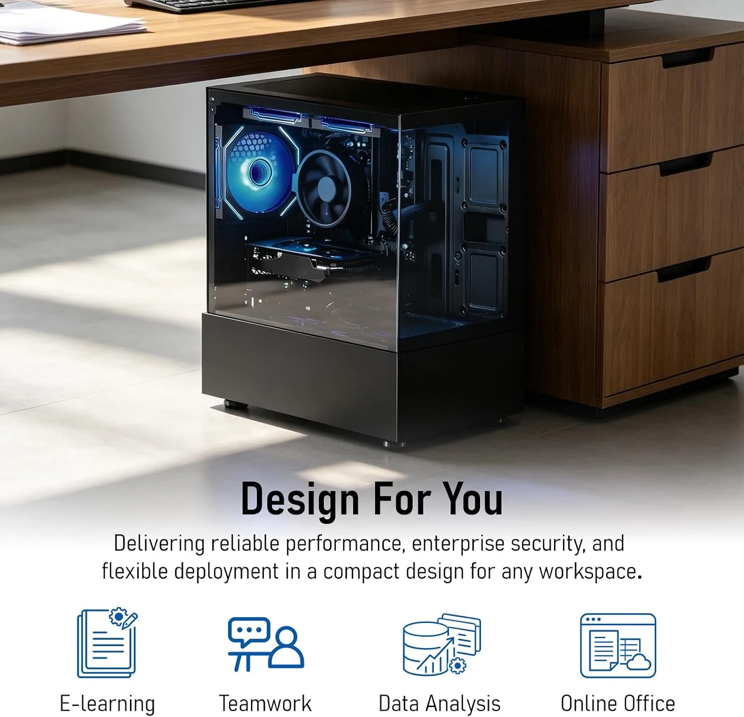 Suevery Ryzen 5 Tower Desktop PC Black Prebuilt Computer