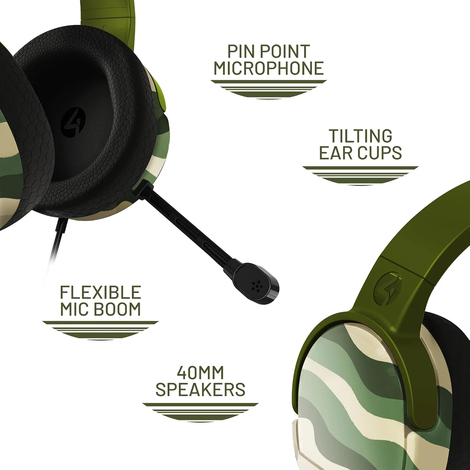 4Gamers Panther Wave Forest Gaming Headset & Stand, Multi-Format Compatible
