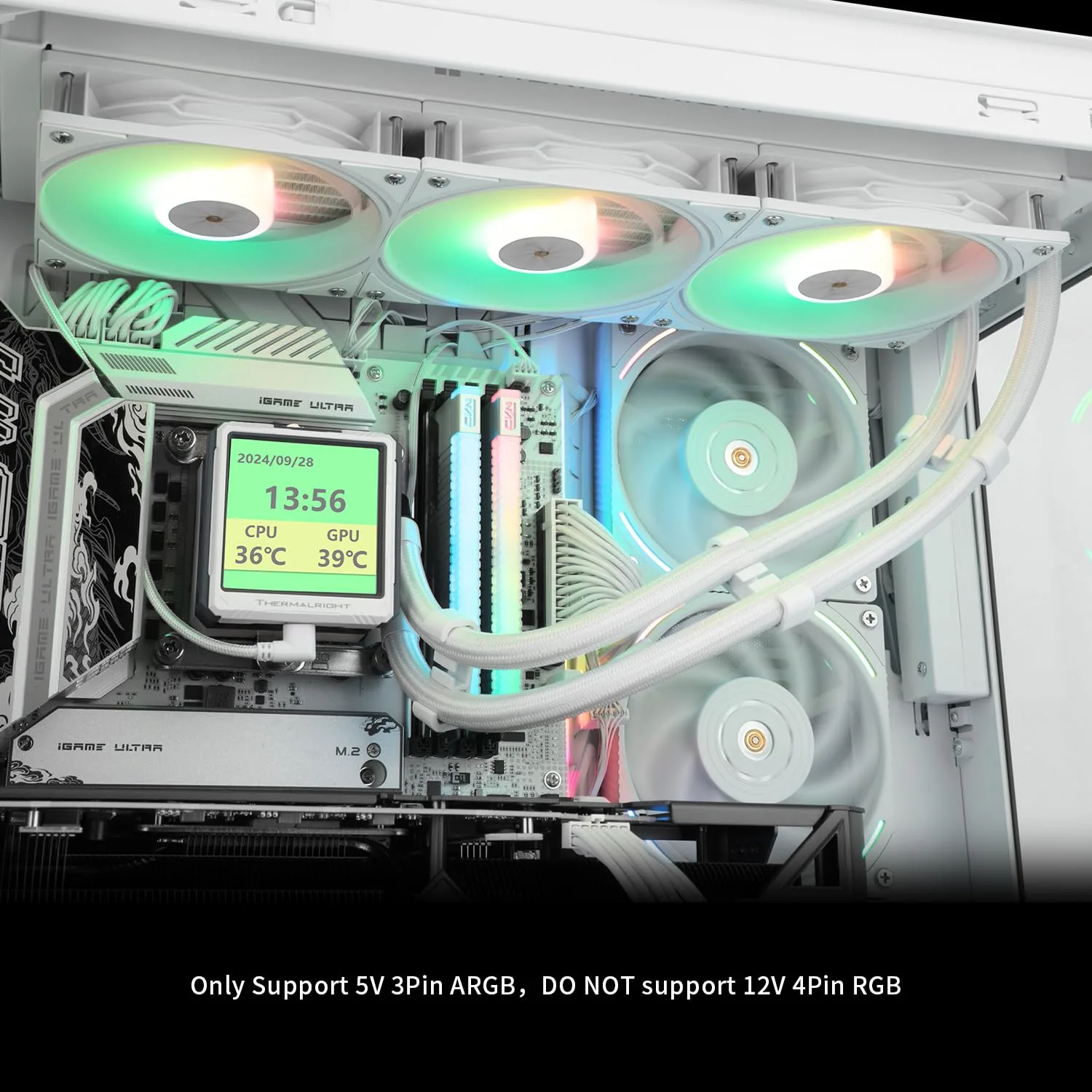 Thermalright FW360 Ultra ARGB White CPU AIO Cooler,PC 360 Specification Water Cooler System,IPS LCD Screen with 480x480 Resolution,for AM5,Intel LGA1700/1851,High Performance Pump,2.88in LCD Screen