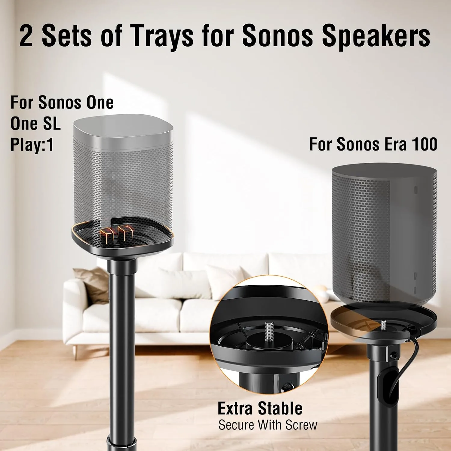 ELIVED Speaker Stands Pair for Sonos Era 100 and Sonos One, One SL, Play:1
