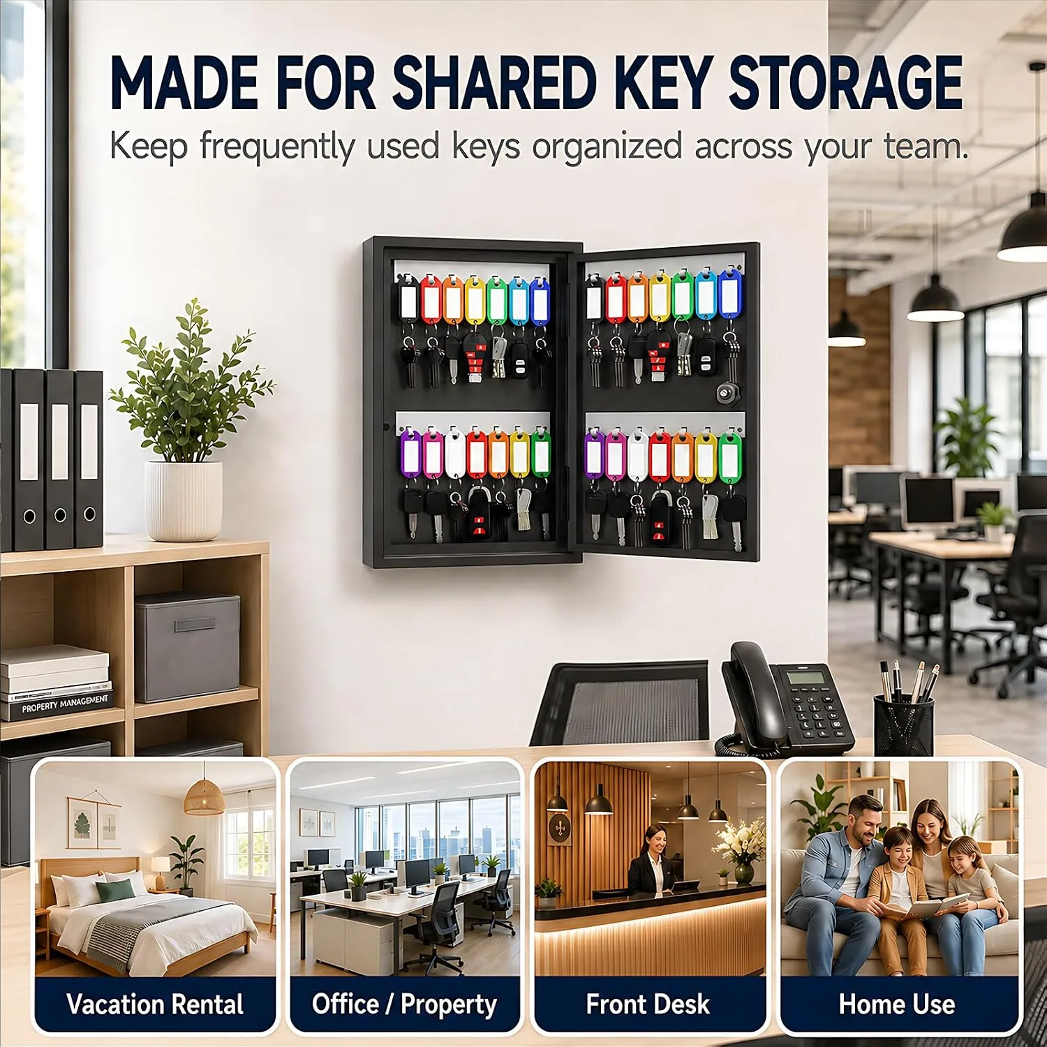 28 Key Lock Box Wall Mount, Steel Security Key Cabinet with Key Tags