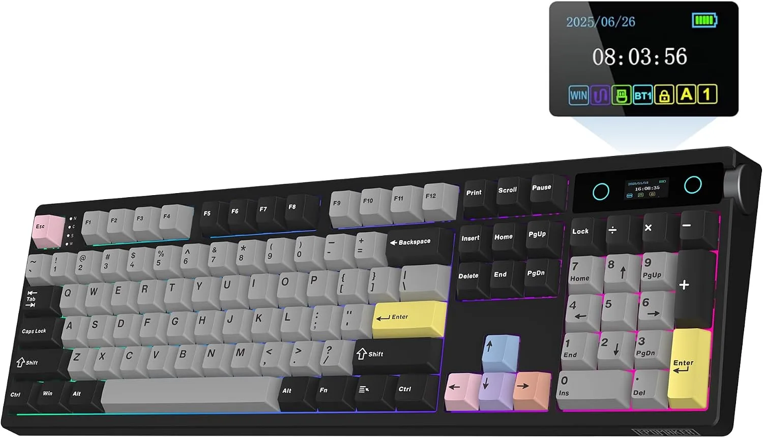 Teclado Gamer Mecánico Epomaker TH108 PRO Full Size con Pantalla y Perilla