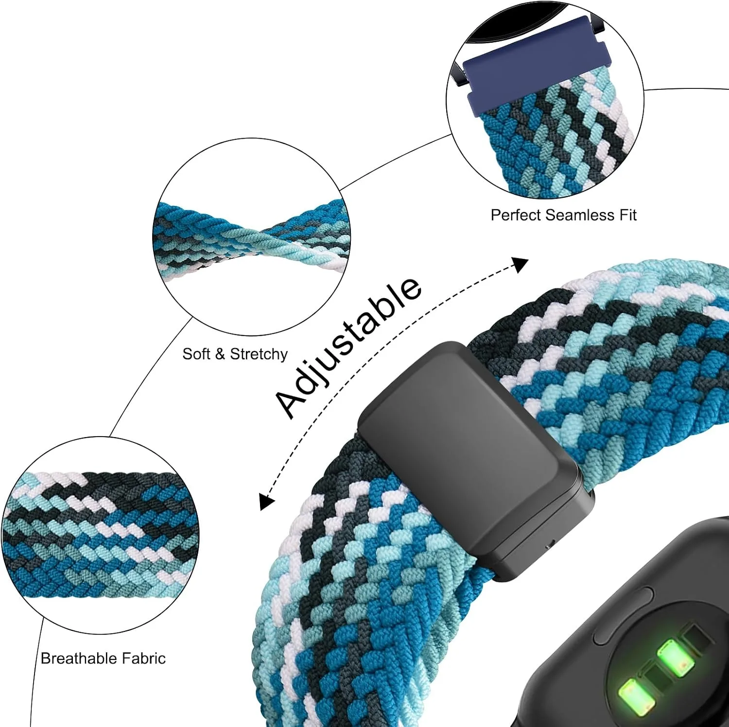 Amzpas Magnetic Braided Strap for COROS PACE 4 / PACE 3 / Pro/APEX 2 Pro/APEX Pro/APEX 46mm, 22mm Soft Nylon Sport WristBand Compatible with ACoros Pace 4/3 Watch Women Men
