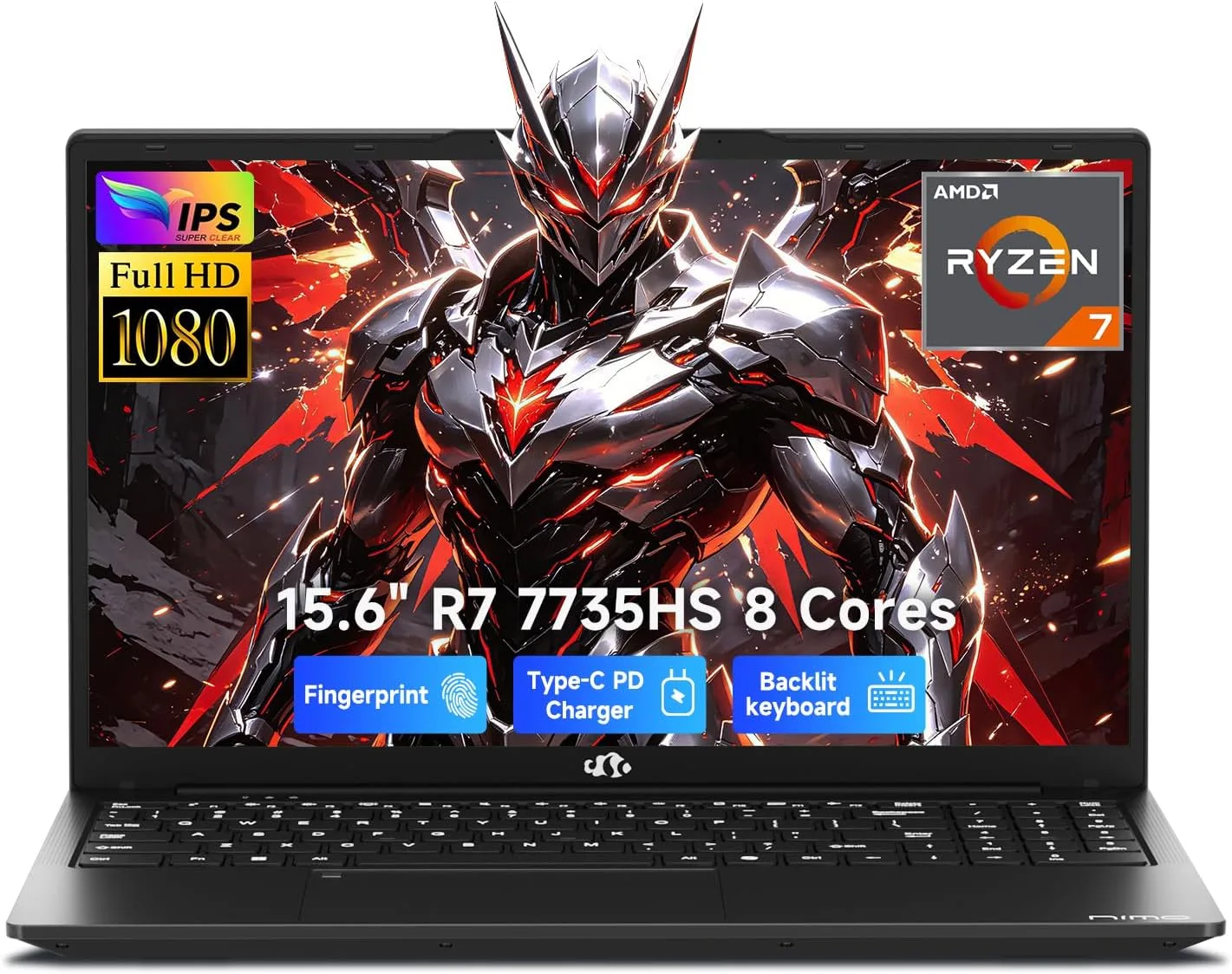NIMO 15.6" AI-Light-Gaming-Laptop AMD Ryzen 7 7735HS 8GB DDR5 512GB SSD