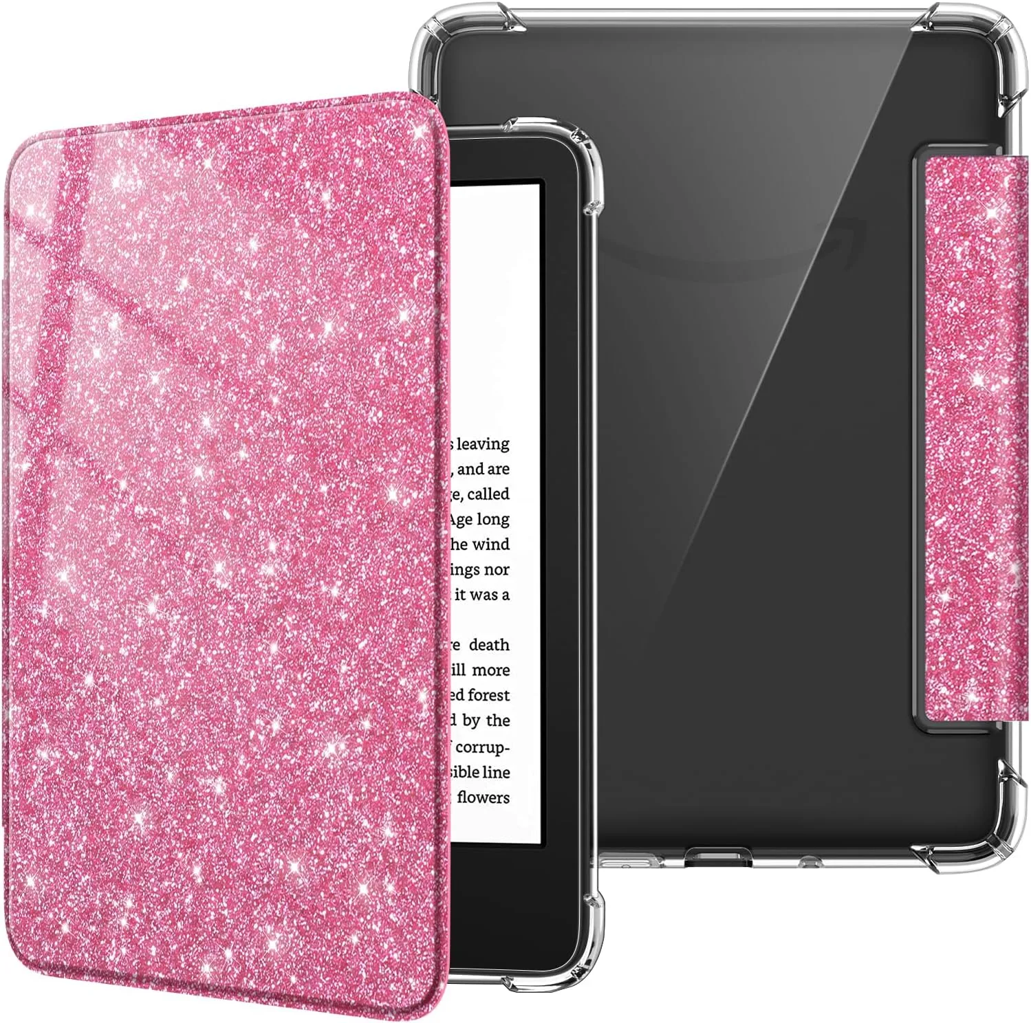 Fintie Slim TPU Case for 6" Kindle 11th Generation 2024/2022,GlitterMagenta