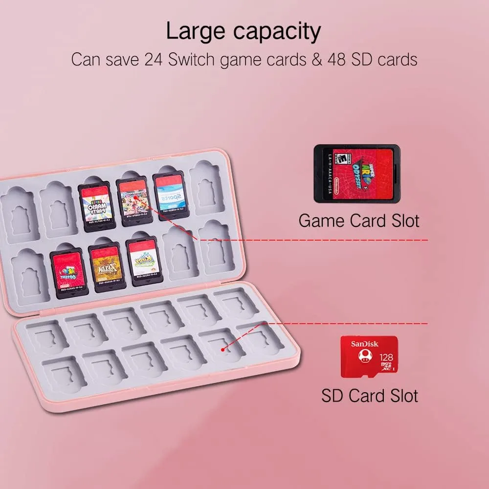 PERFECTSIGHT Switch Game Case Compatible with Nintendo OLED & Lite 24 Game Holder，Cute Switch Game Card Case Cartridge with 24 Slots Storage (Colorful Scale)