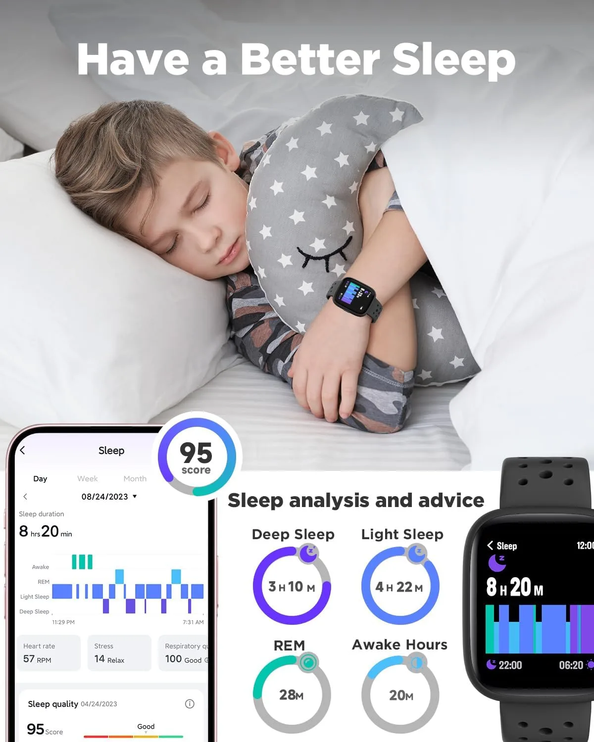 BIGGERFIVE Kids Smart Watch No Phone Needed, 1.8" Fitness Tracker Watch