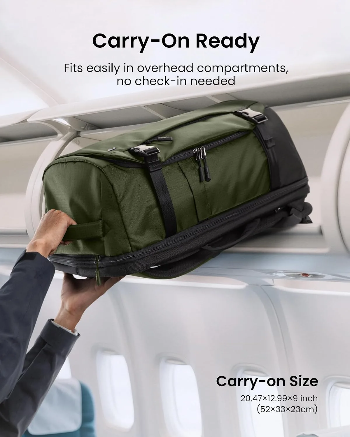 tomtoc Travel Backpack 40L, TSA Carry On Bag Flight Approved, PFAS Free