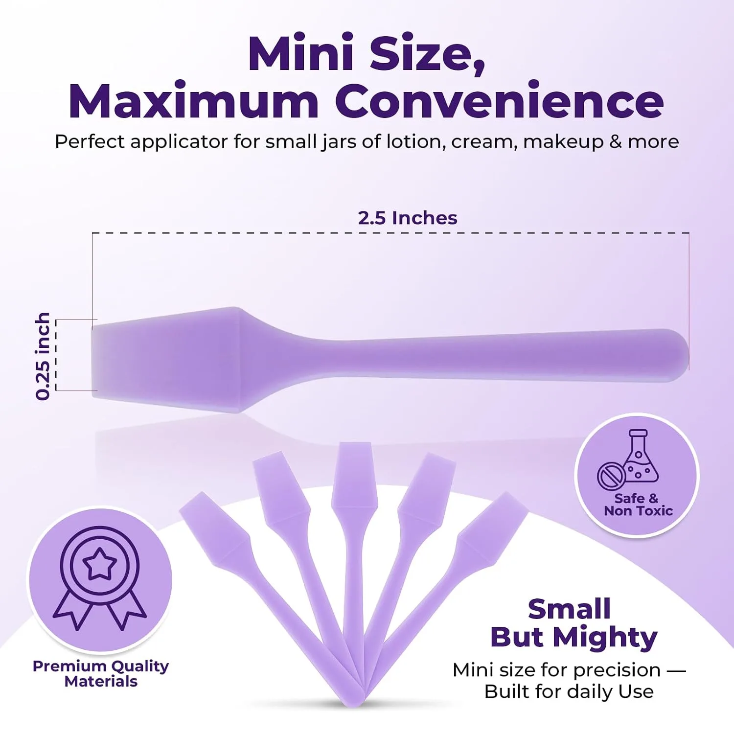 Kopperko Mini Face Spatula, 2.5 Inch, 100 Pack, Purple