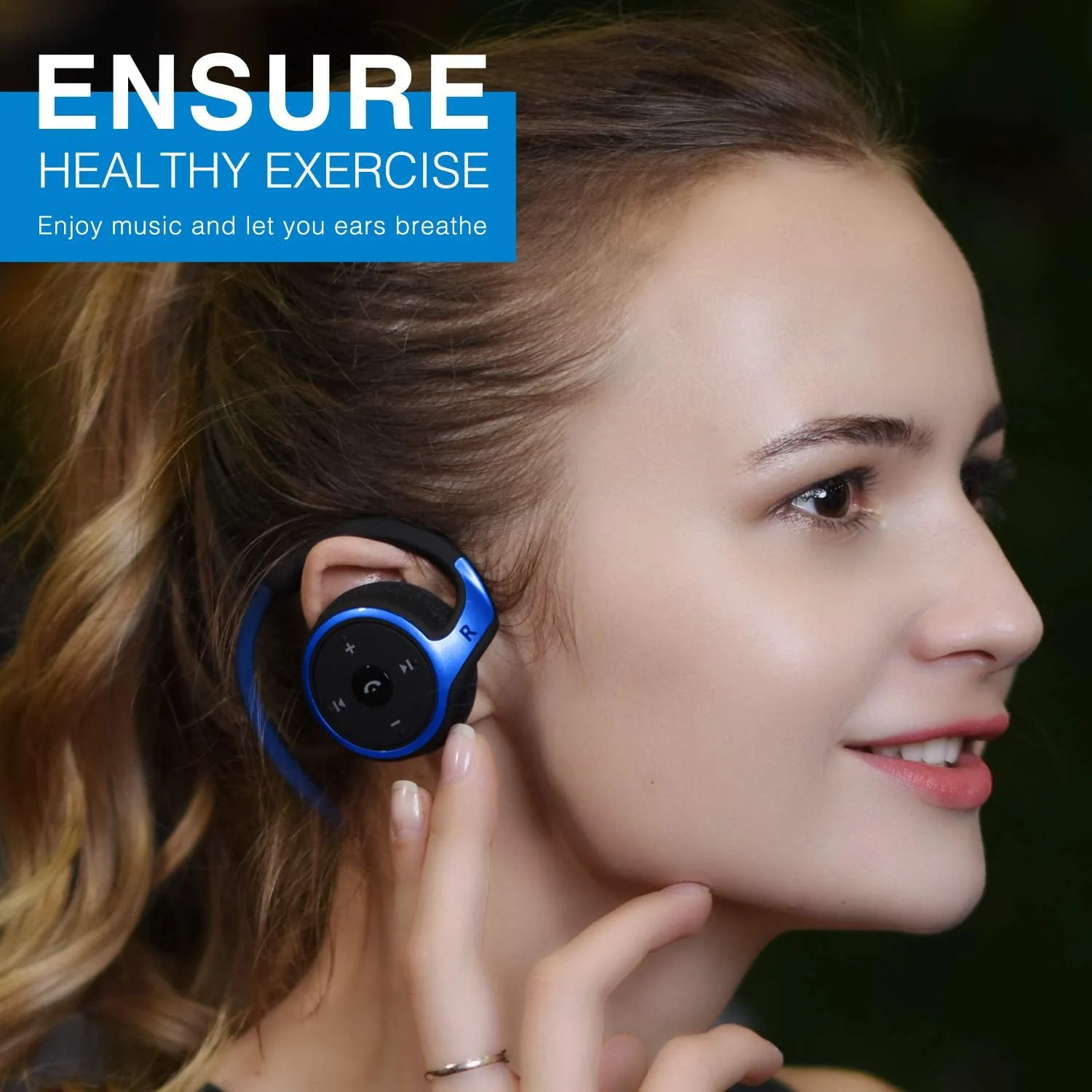 Small Bluetooth Headphones Wrap Around Head - Sports Wireless Headset with Built in Microphone and Crystal-Clear Sound, Foldable and Carried in The Purse, and 12-Hour Battery Life, Blue