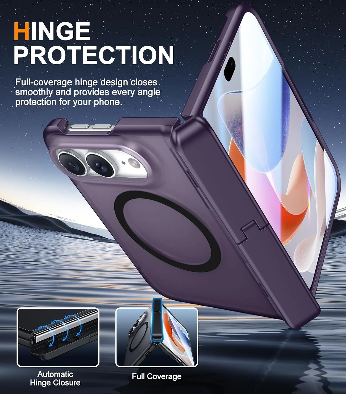 SPIDERCASE Magnetic for iPhone Duo Case, with Stand, Purple