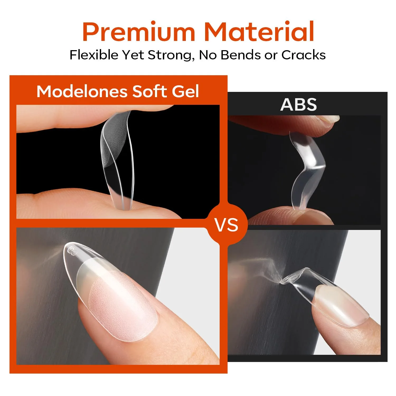 Modelones Short Round Almond Nail Tips 360pcs Clear Fake Oval Press On Nail