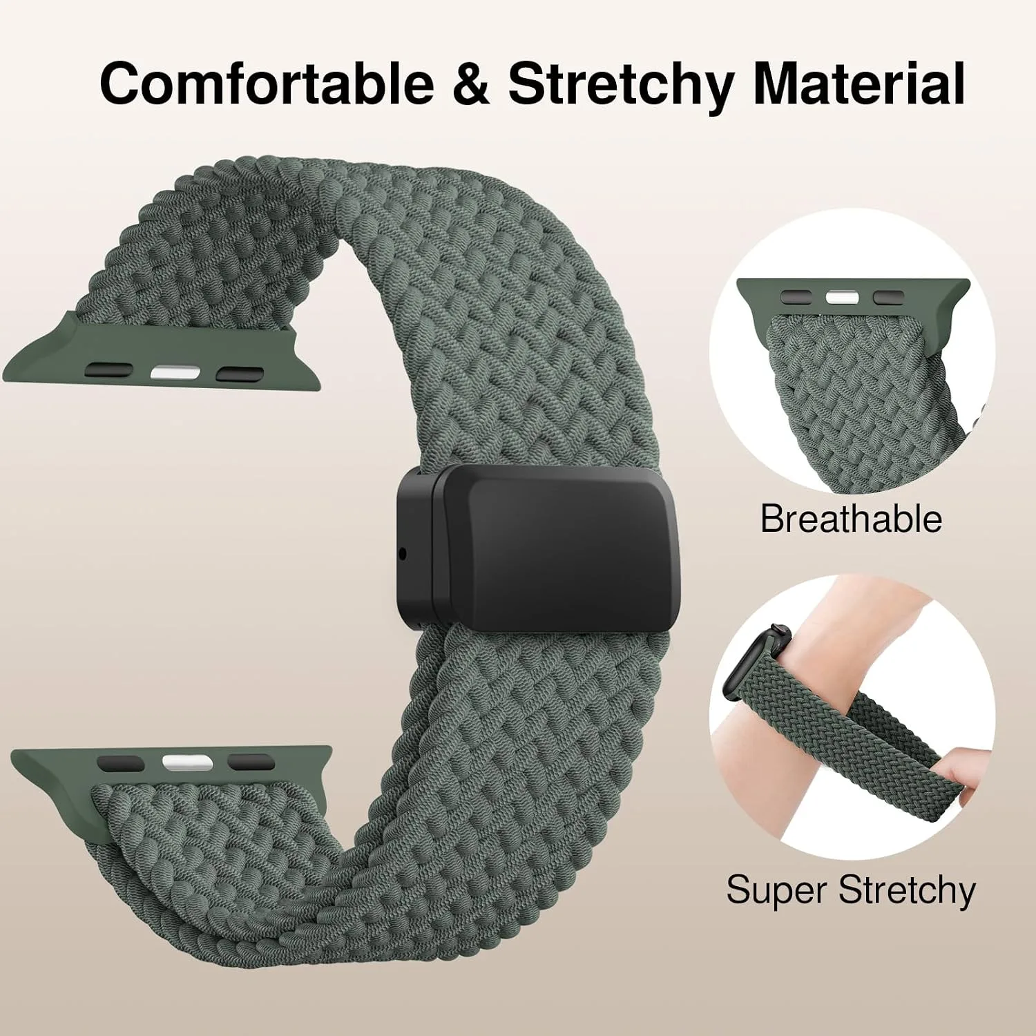 Braided Stretchy Magnetic Sport Band for Apple Watch Bands for Women Men