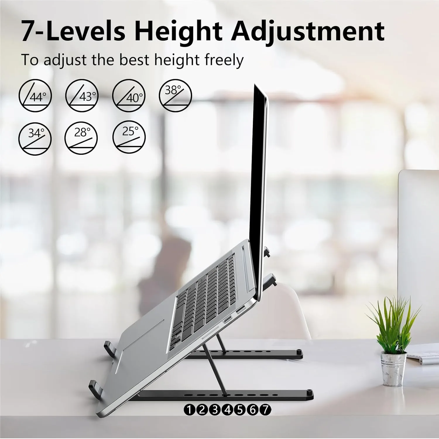 Tonmom Laptop Stand for Desk, Adjustable Laptop Riser, Black
