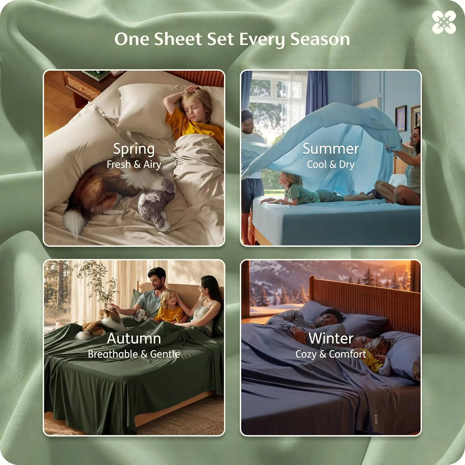 Bedsure PureWoven 100% Rayon Derived from Bamboo, Full Size Sheets, 4 PCS