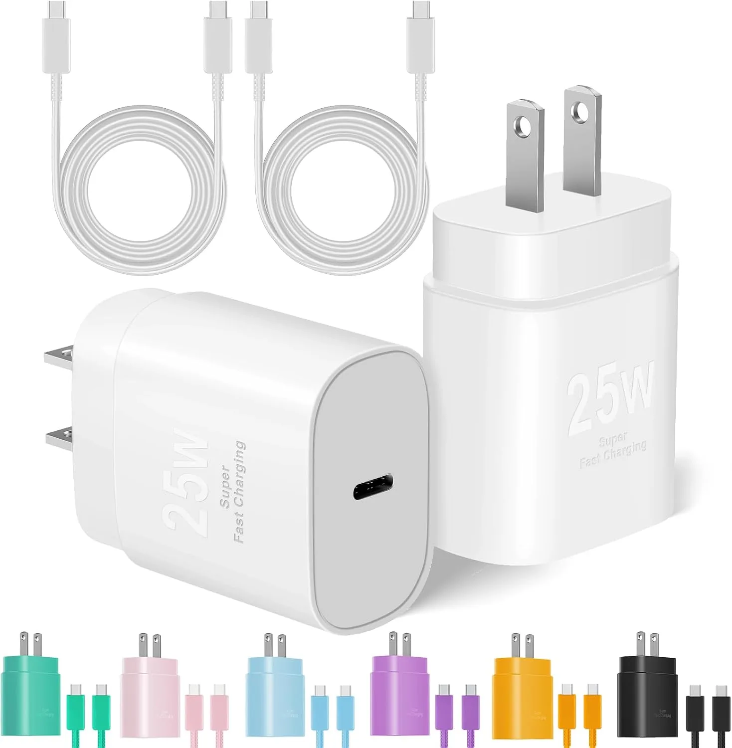 Type C Charger Fast Charging, 2Pack [10FT&6FT] Long USB C Cable with 25W Phone Super Fast Charger Block Compatible with Galaxy S26+/S25 Ultra,iPhone 18/17/16/Air/Plus/Pro Max/Duo