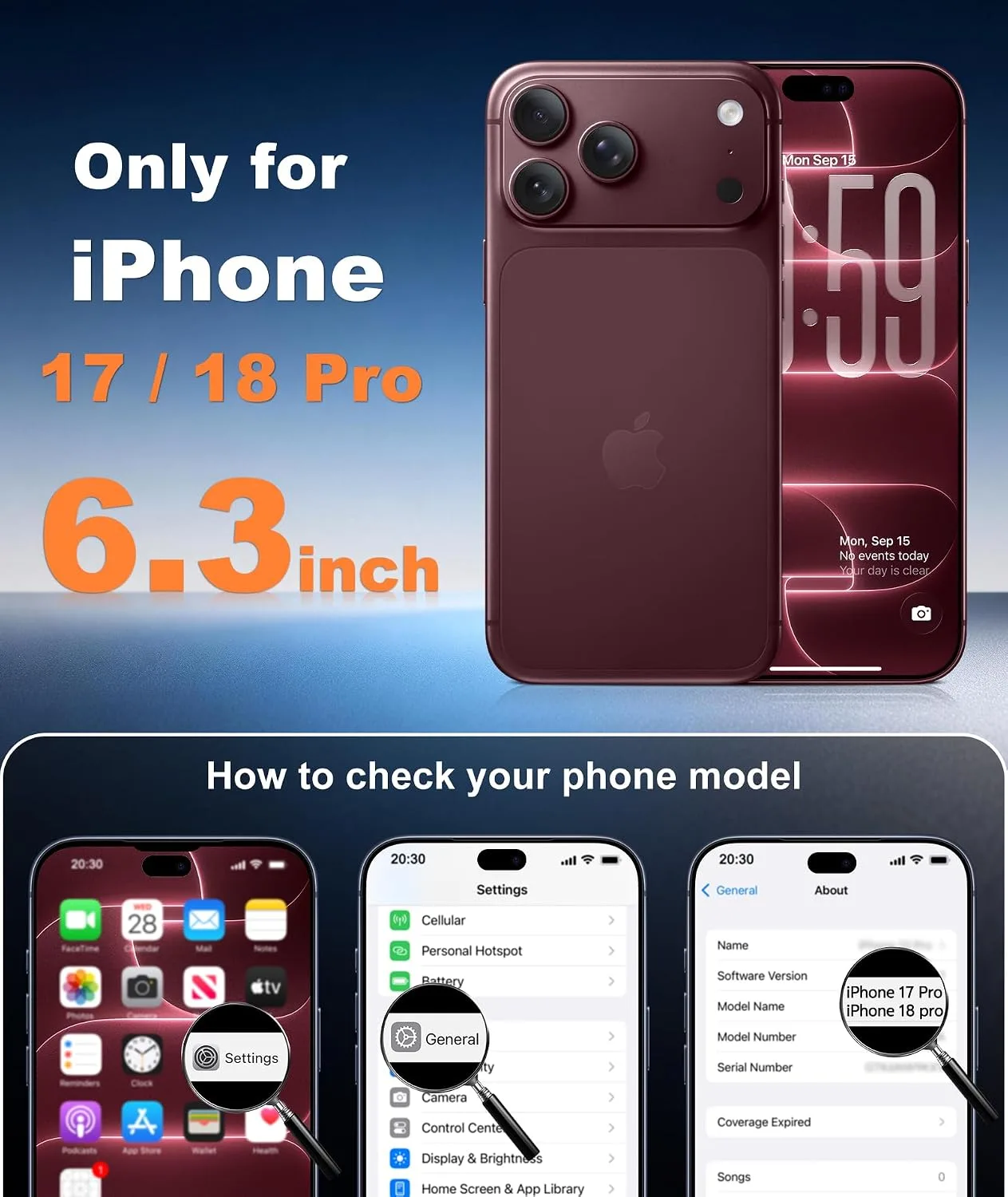 FNTCASE for iPhone 18 Pro Case / 17 Pro Case Fit for MagSafe Burgundy
