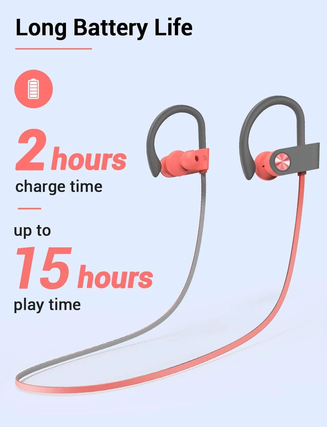 Bluetooth 5.3 Headphones, Wireless Sports In-Ear Earbuds IPX7 Waterproof