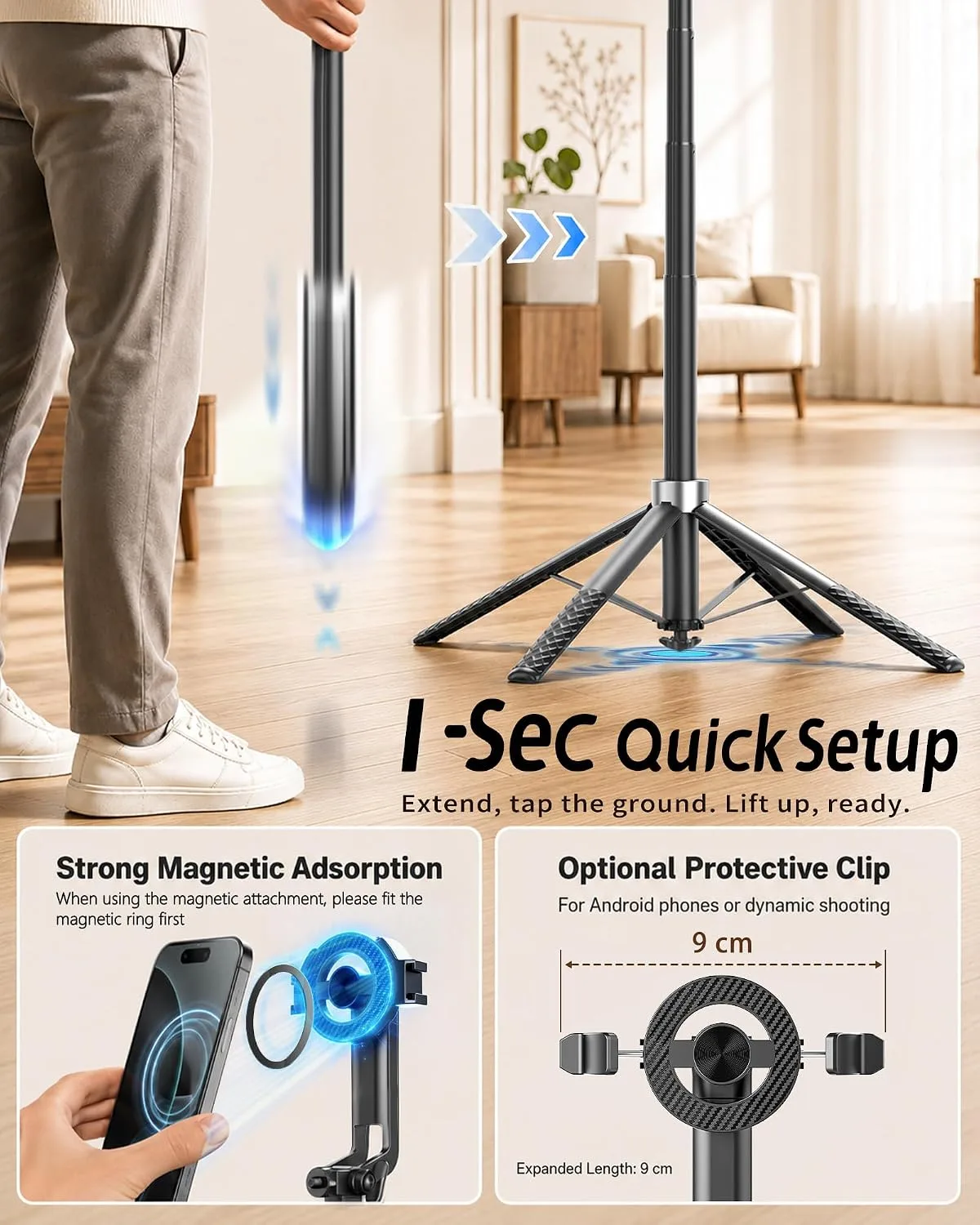 Oldshark 71" Auto Face Tracking Tripod, 1-Sec Quick Setup Magnetic Tripod for iPhone, No App Needed 360° Rotating Phone & Camera Tripod, Content Creator Essentials for TikTok YouTube