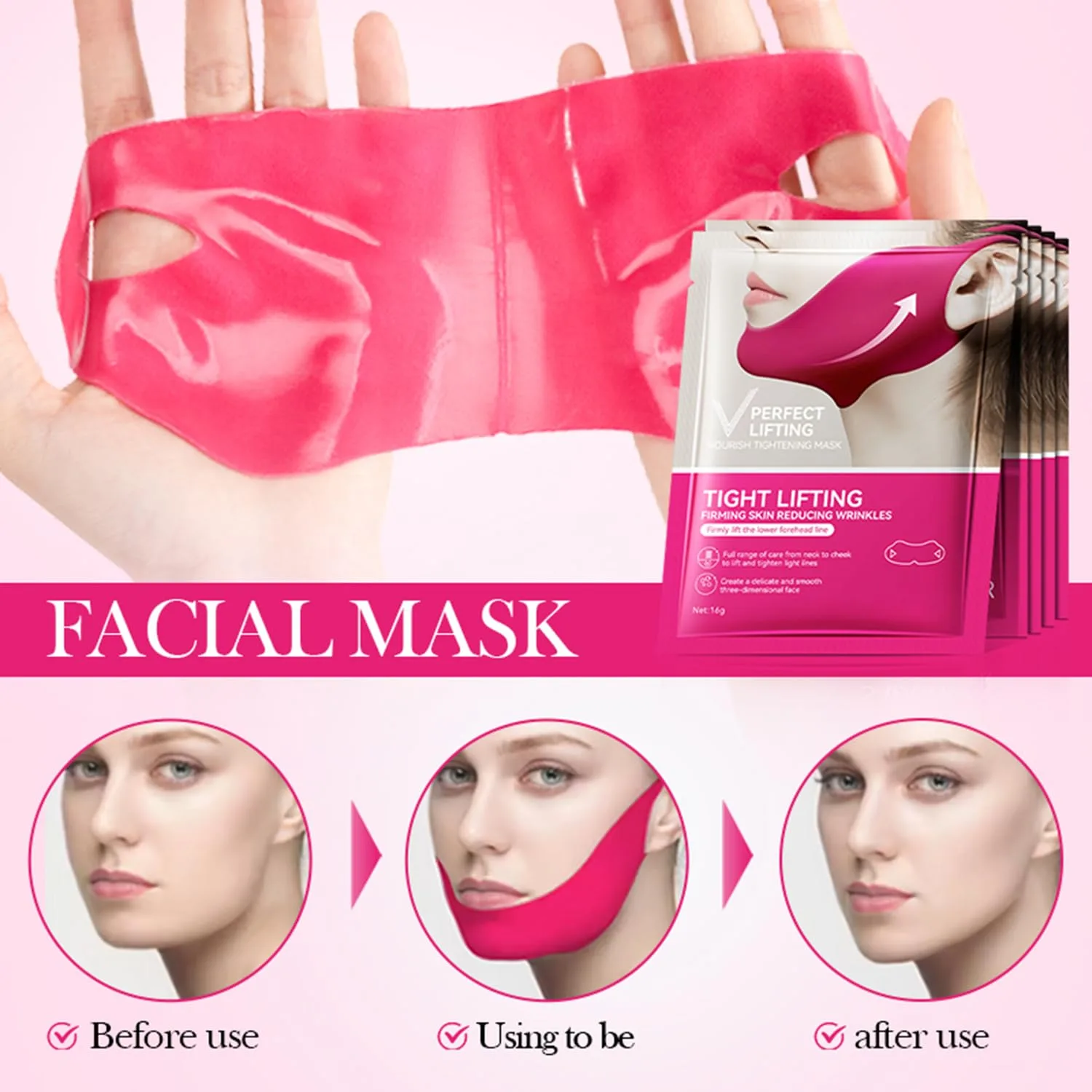 Collagen V line lifting Mask Double Chin Reducer 10PCS Slimming Firming Moisturizing Skincare Face Mask