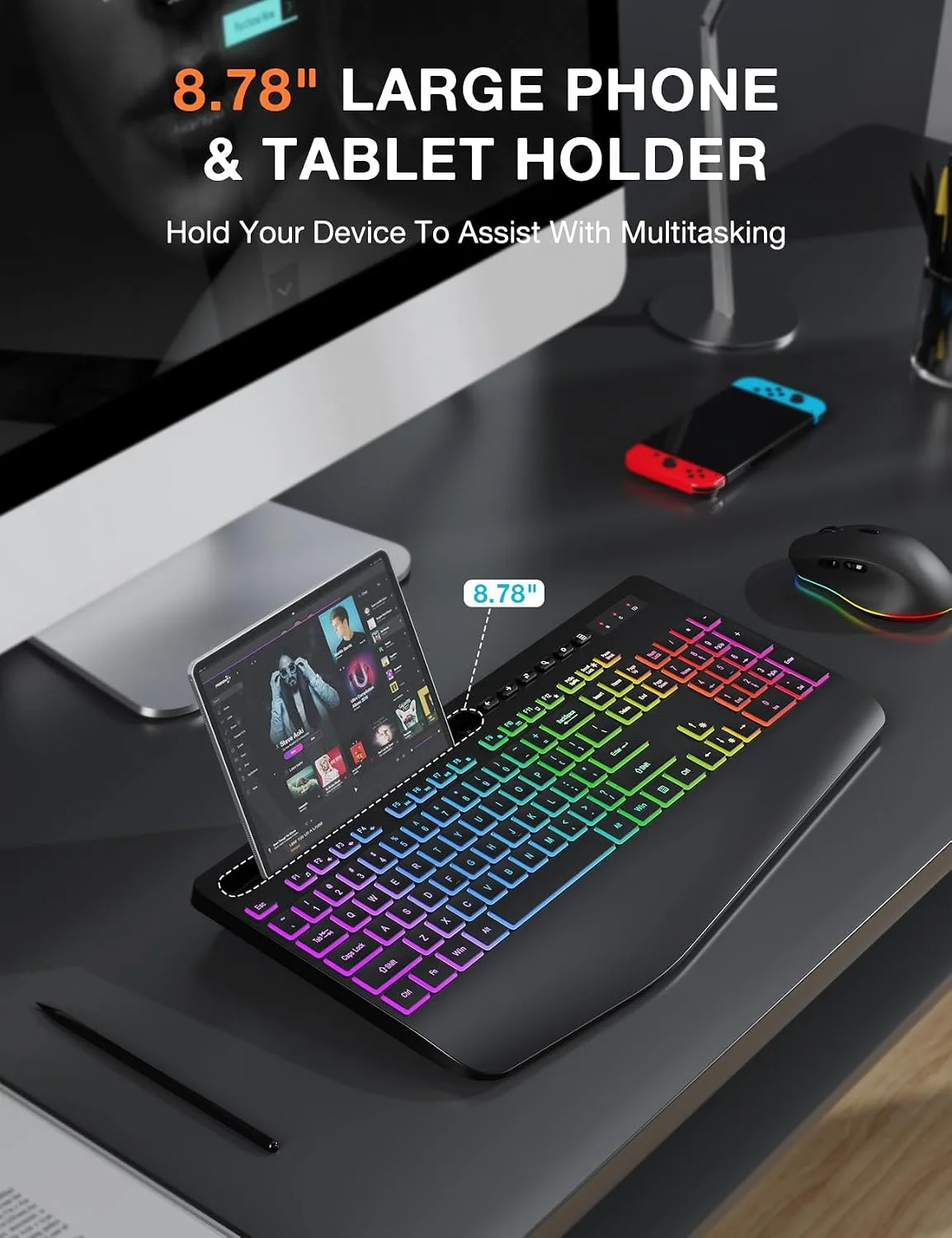 Wireless Keyboard and Mouse Combo - 9 Backlit Effects, RGB, 2.4G Lag-Free