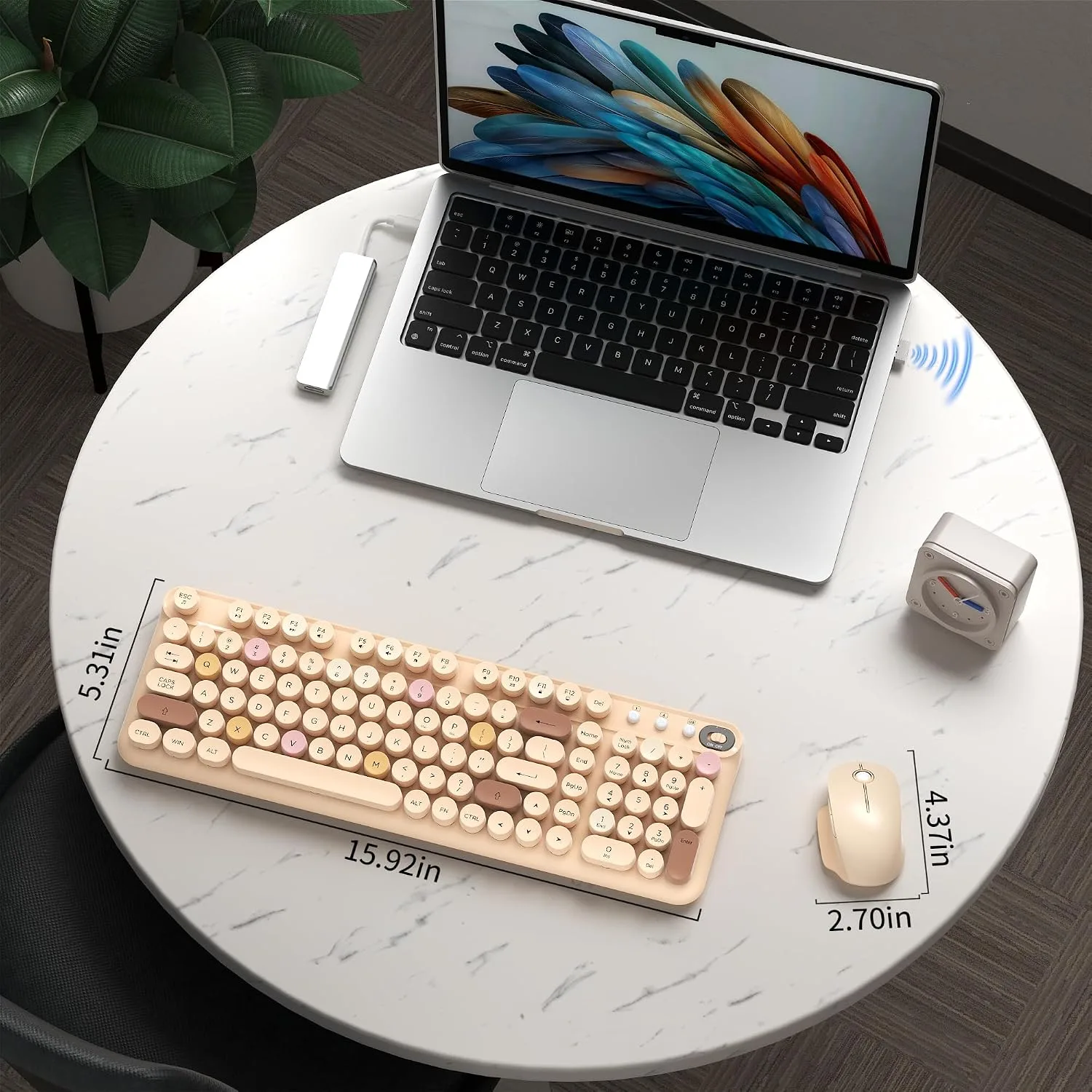 Colorful Wireless Keyboard and Mouse Combo (Milk Tea Colorful)