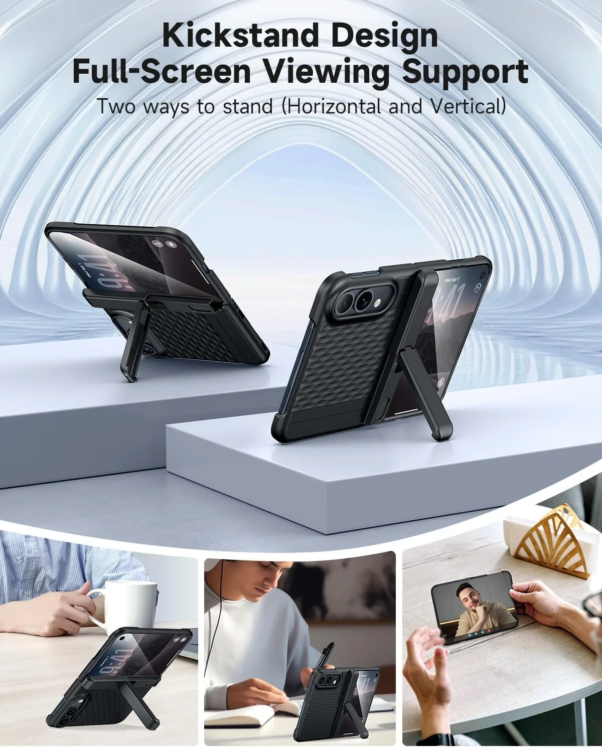 seacosmo for iPhone Duo Case Stand with Screen Protector Black