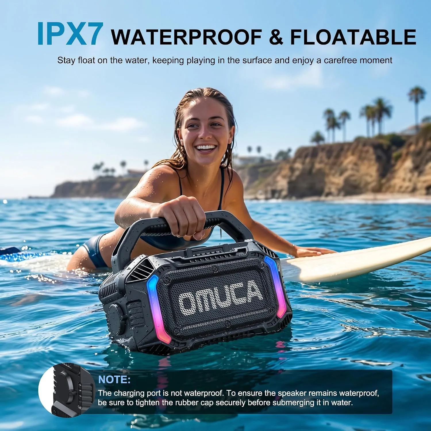 Speakers Bluetooth Wireless, 100W Portable Bluetooth Speaker with Bass, IPX7 Waterproof & Floatable, 20H Playtime, RGB Light, Loud Speakers with TWS for Work, Outdoor, Garage(L-Black)