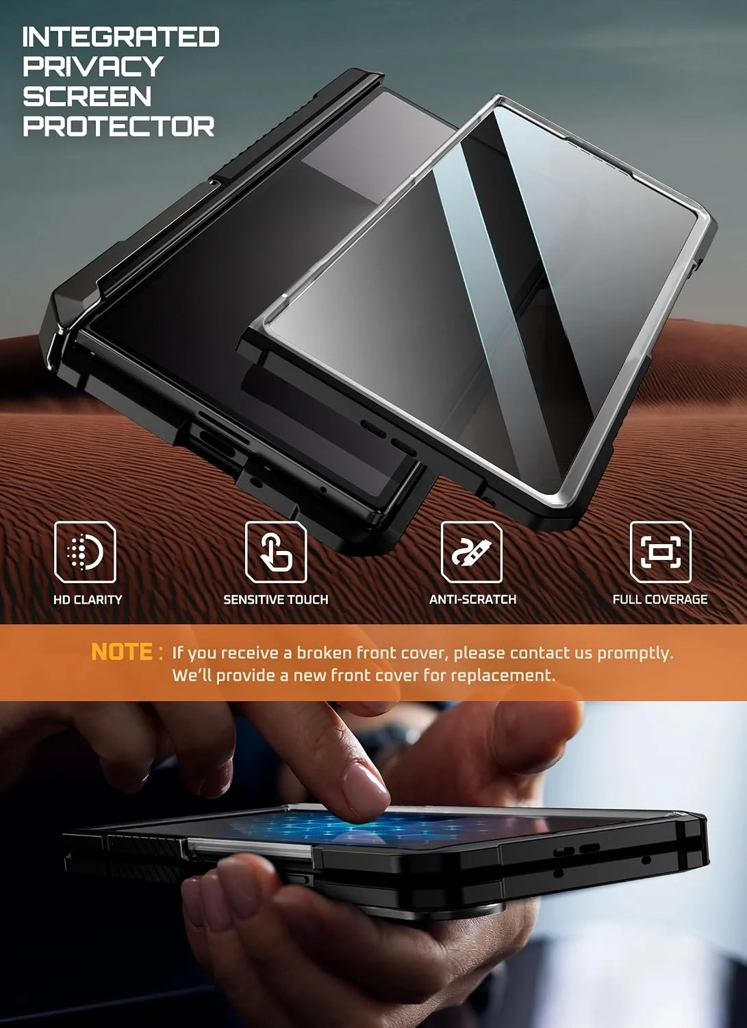 SUPCASE for Samsung Galaxy Z Fold 7 Case with Kickstand, Dark
