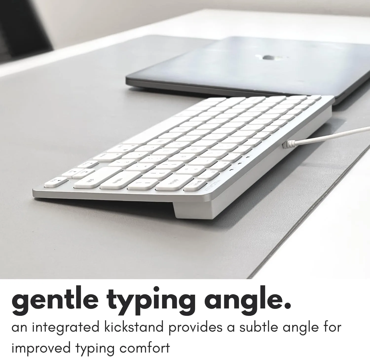 Macally Small Wired Keyboard for Mac and Windows - 78 Scissor Switch Keys Compatible Apple Keyboard - USB Mini Keyboard that Saves Space and Looks Great - Plug and Play Wired Mac Keyboard - Aluminum