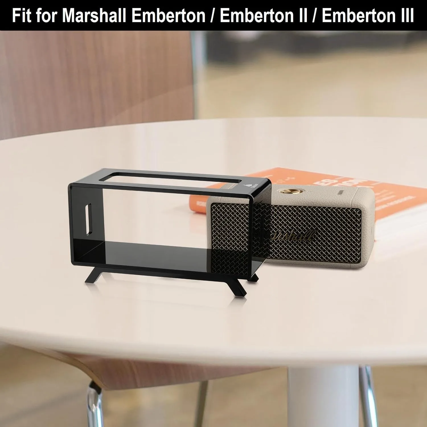 Acrylic Desktop Stand Holder Compatible with Marshall Emberton/Emberton II/Emberton III Speaker, Table Holder Display Shelf Speaker Desktop Stand Shelf (Black)