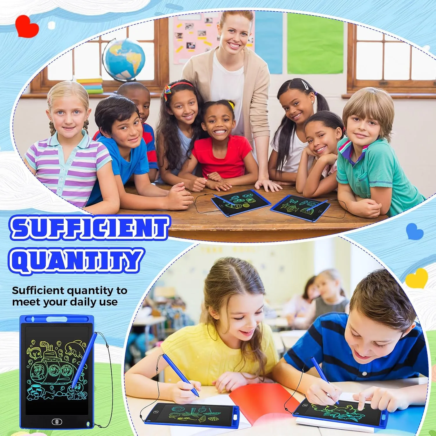 Zonon 4 Pcs LCD Writing Tablet for Kid, Blue
