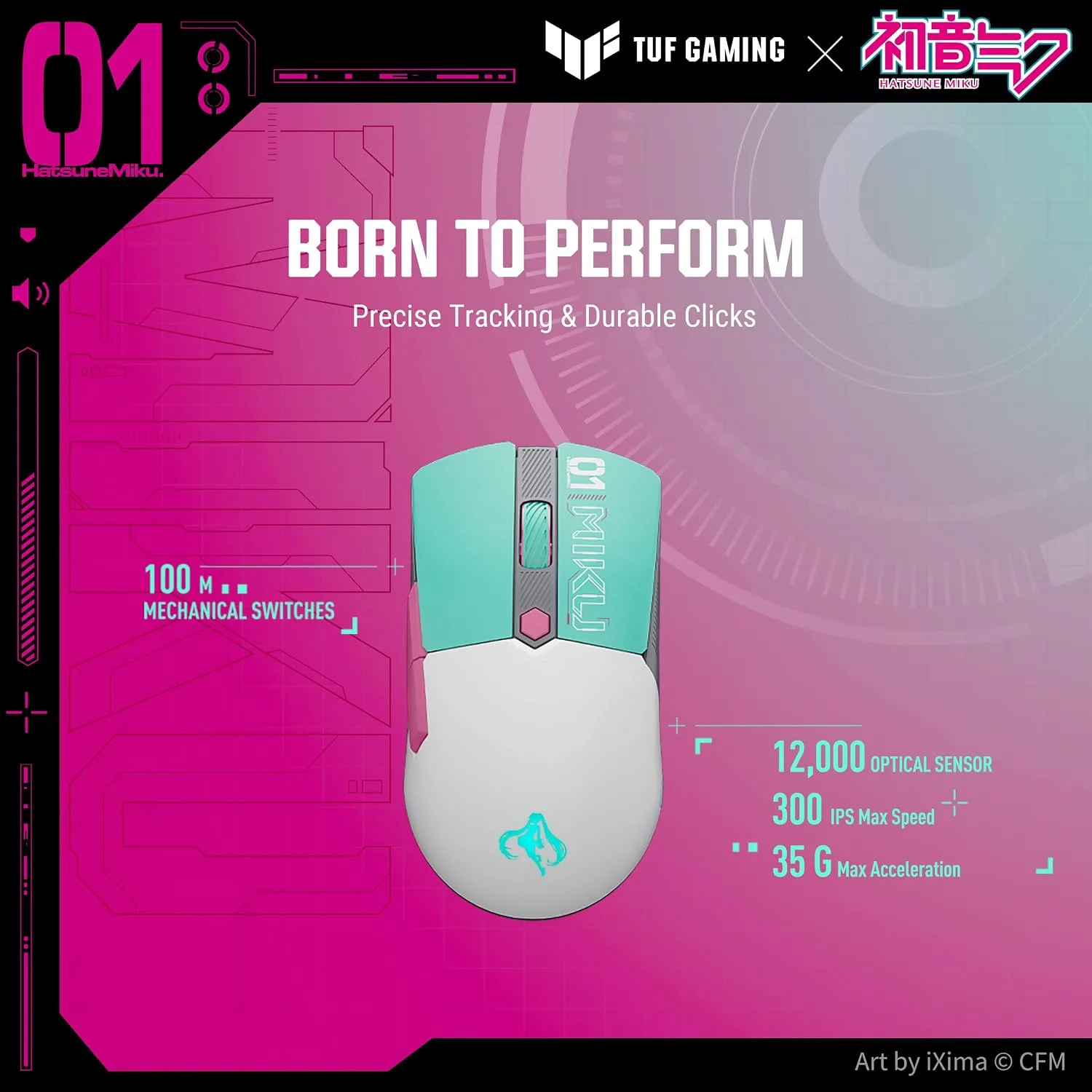 ASUS TUF Gaming Hatsune Miku Edition Mini Wireless Mouse – Right-Handed