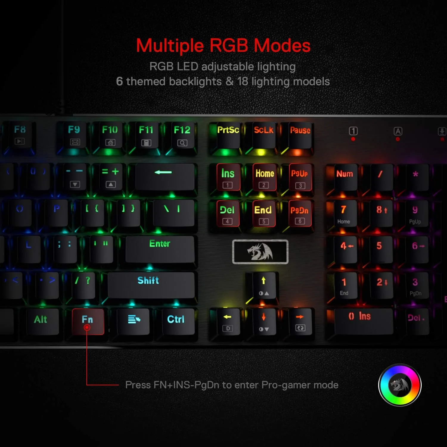 Redragon K556 Wired RGB Mechanical Gaming Keyboard, 104-Key Aluminum Board