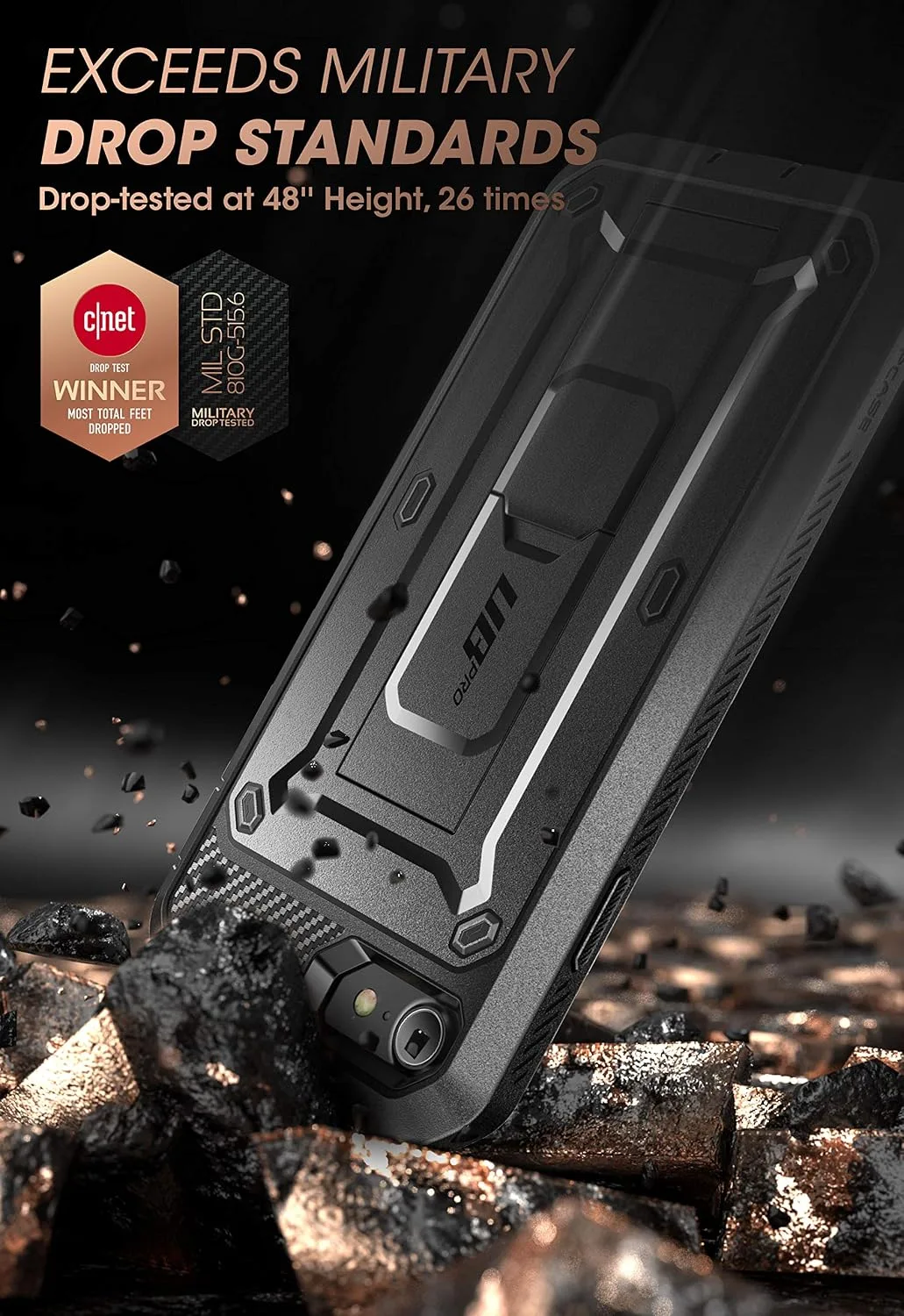 SUPCASE for iPhone SE 3rd / SE 2nd /7/8 Case with Screen Protector, Black