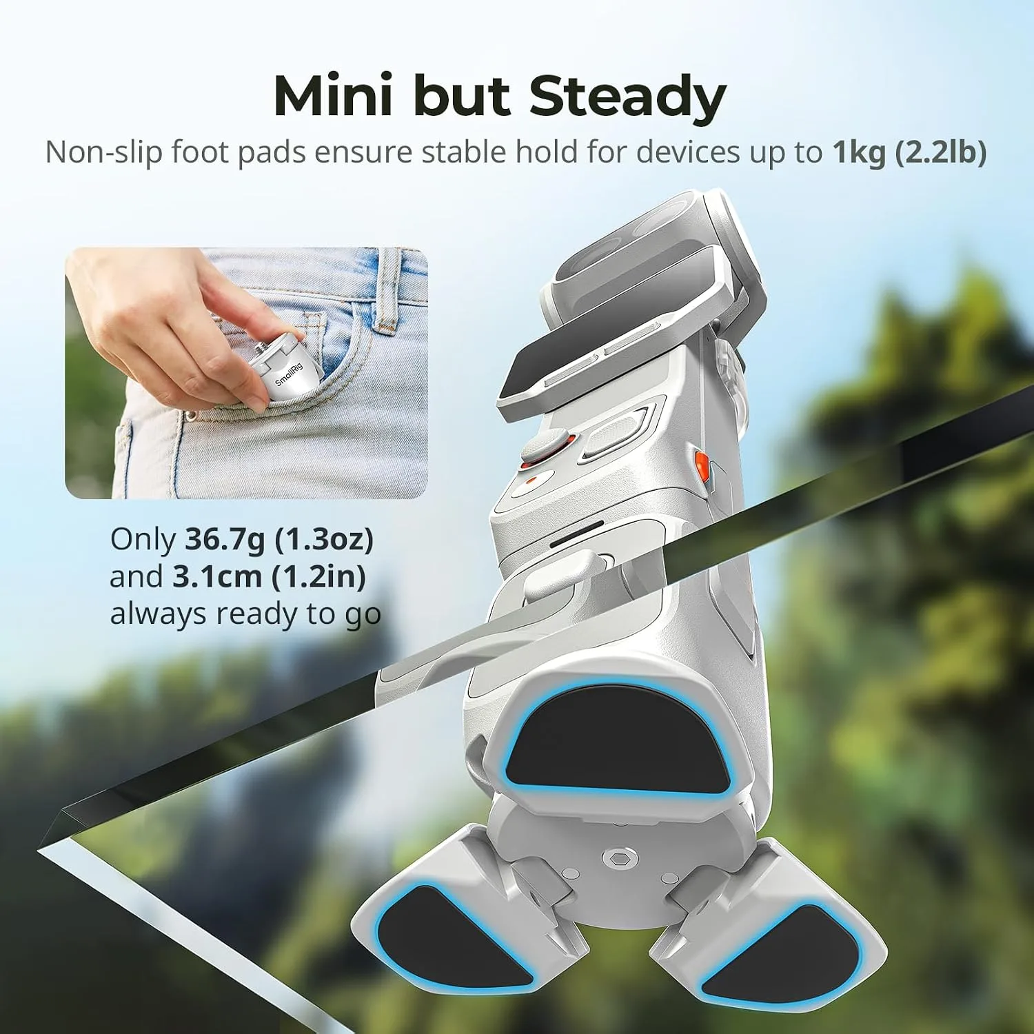 SMALLRIG Auto-Deploy Mini Tripod for DJI Pocket 4P/4/3, for Insta360 Luna