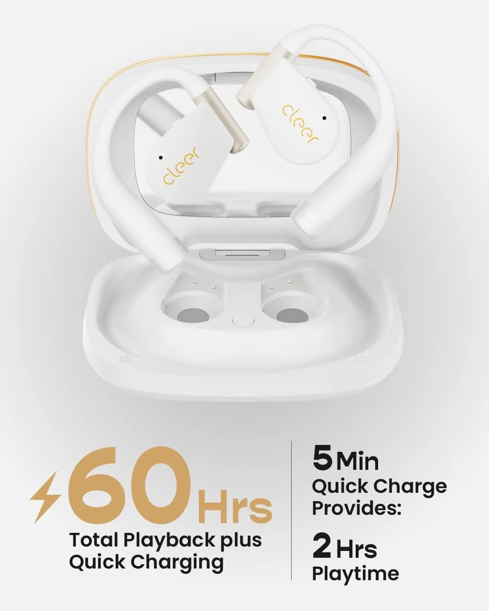Cleer ARC 5 Open Ear Earbuds with Dolby & THX Audio, White