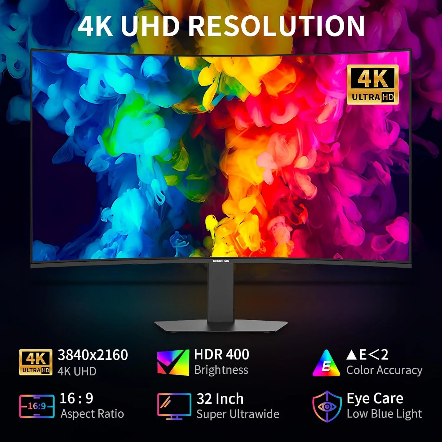 Deco Gear 32" 4K QD-OLED Curved Gaming Monitor, 240Hz, 0.03ms GTG, 2160p