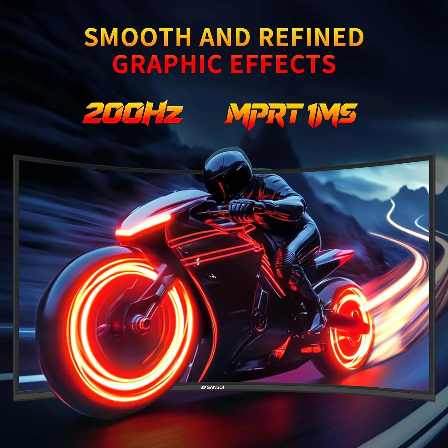SANSUI 27 Inch WQHD 2560X1440 Curved Gaming Monitor 200Hz MPRT 1ms